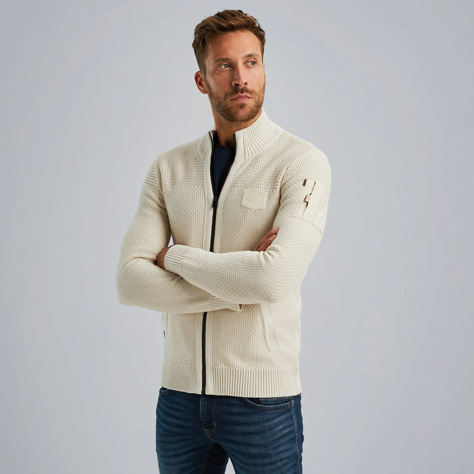 Cardigan with zipper Beige