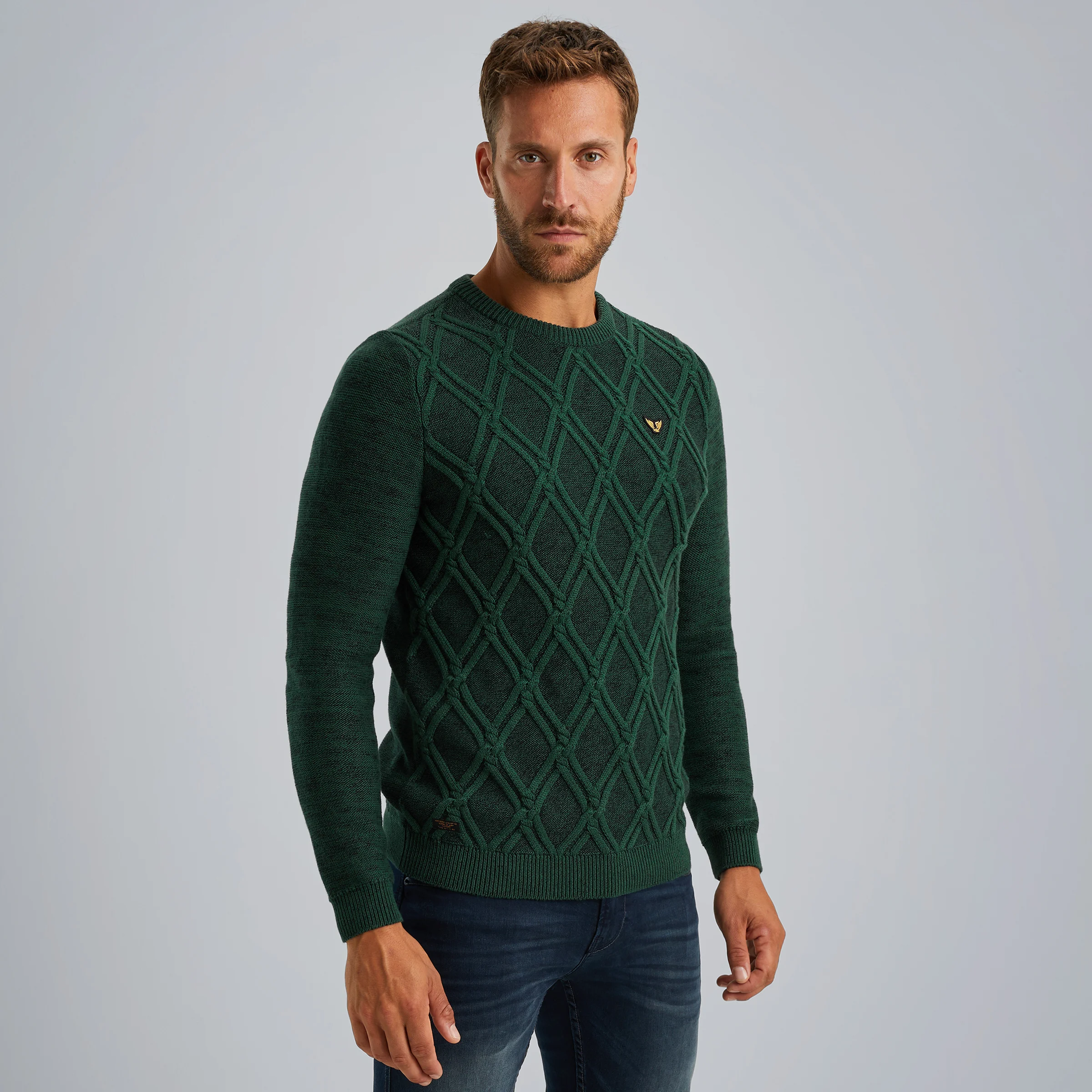 Pullover with cable pattern Green