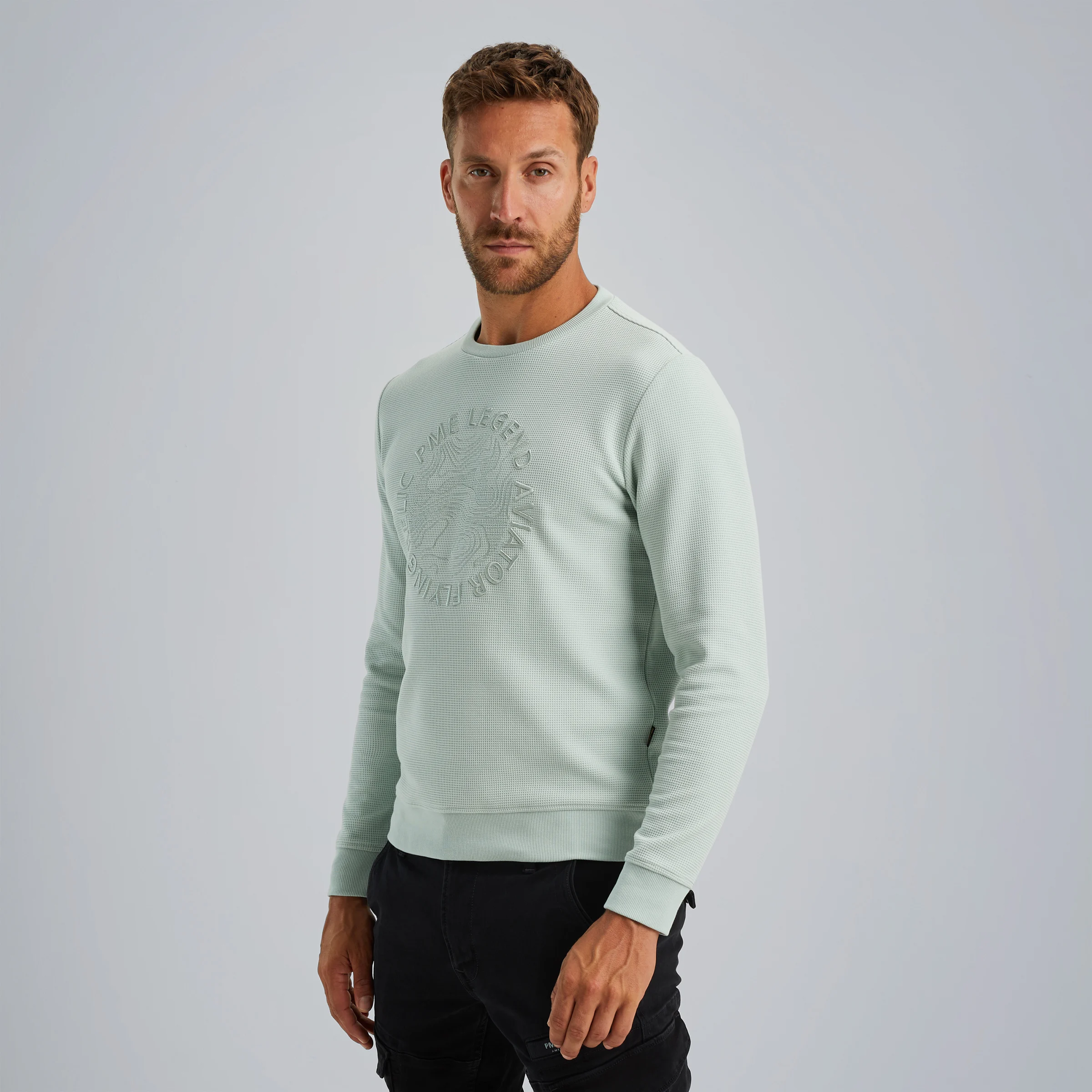 Sweatshirt with waffle structure Green