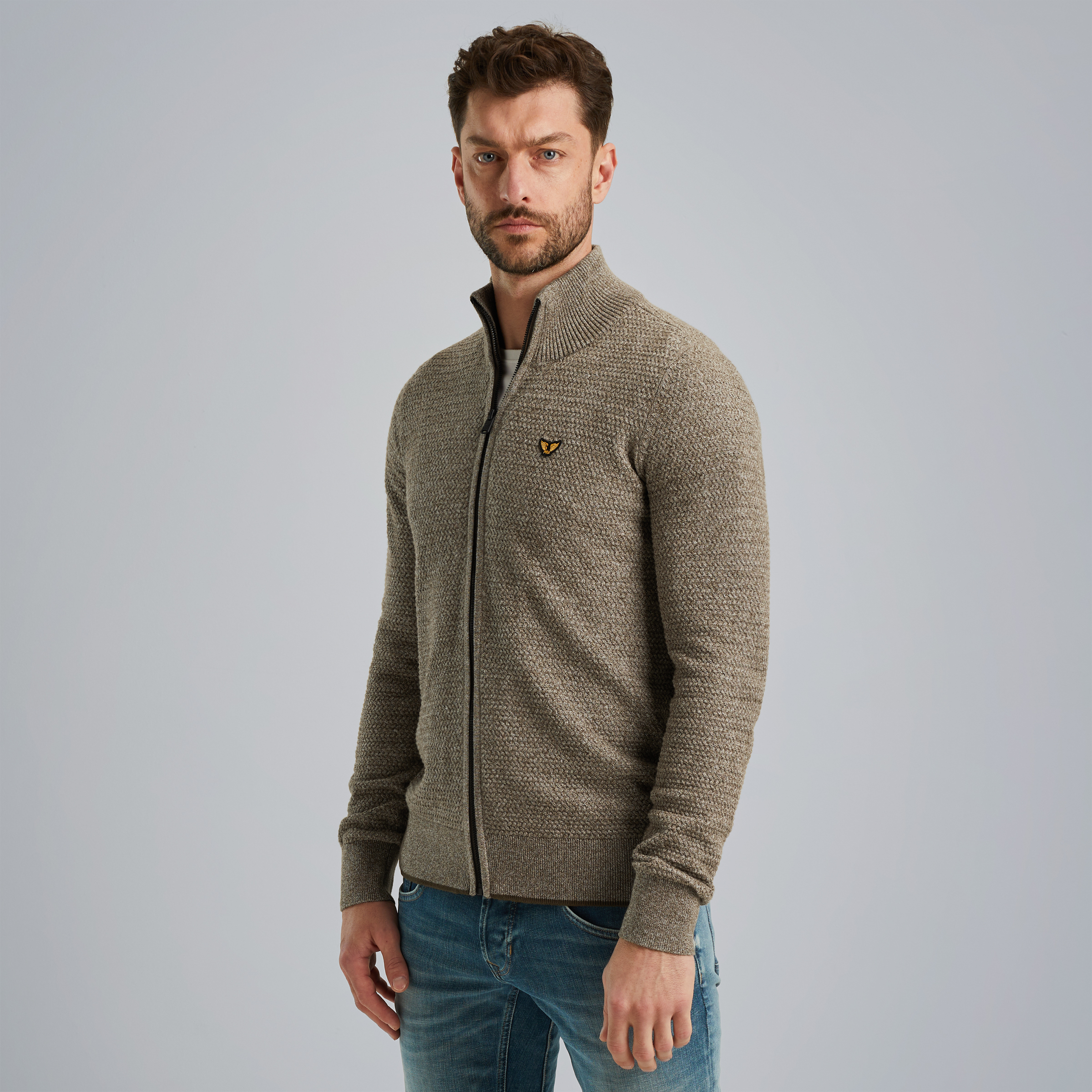 Cardigan with zipper closure Green