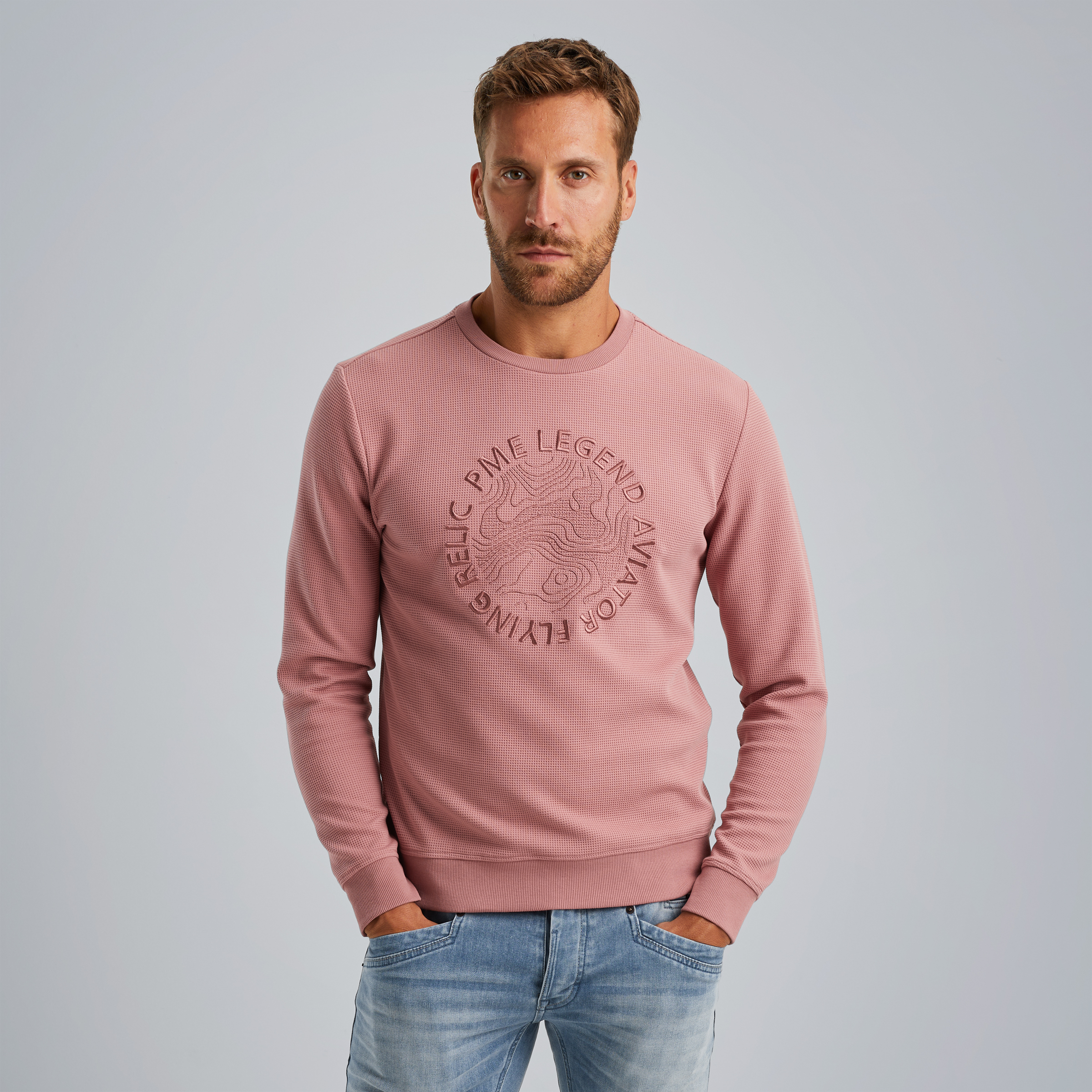 Sweatshirt with waffle structure Pink