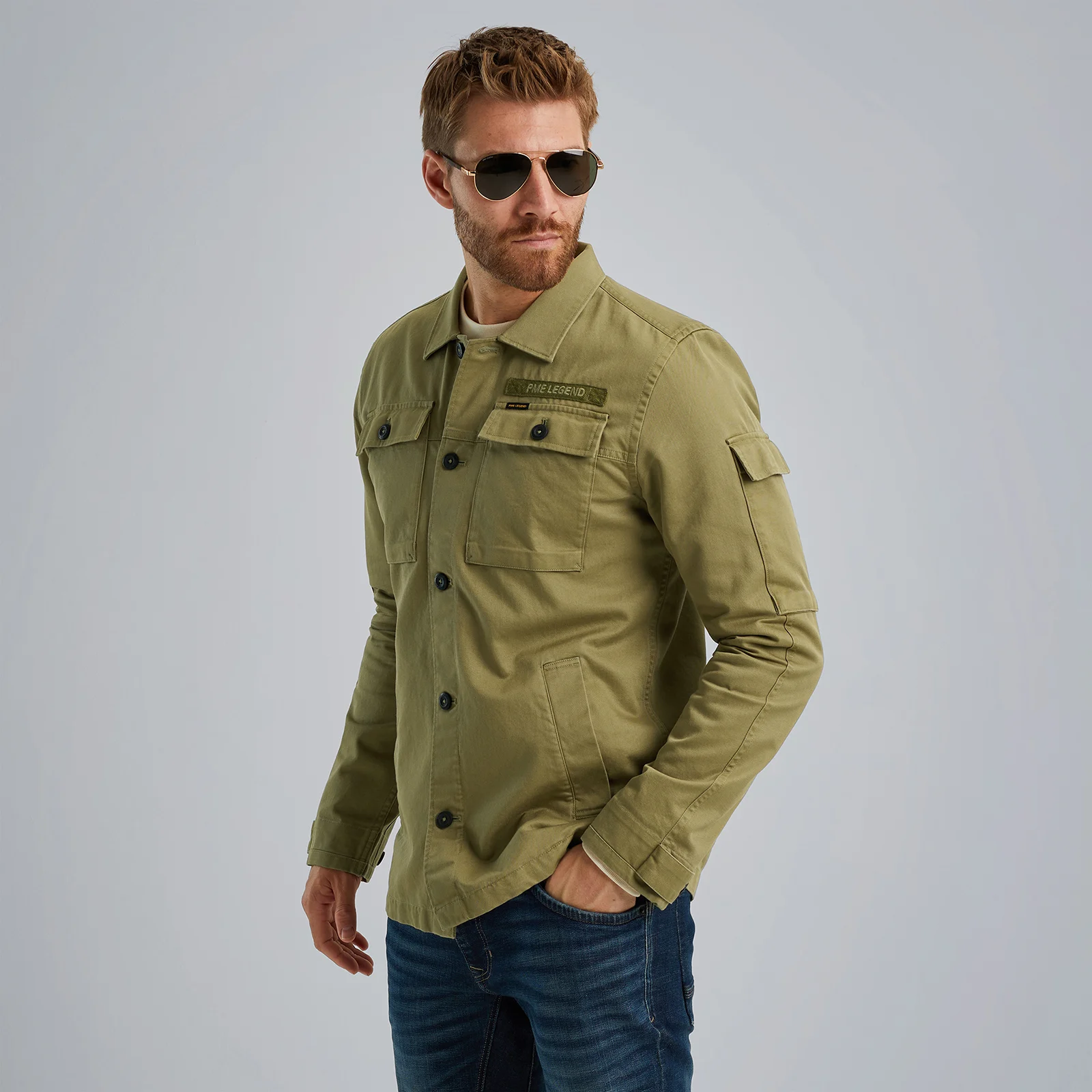 Shirt jacket with flight pocket Green