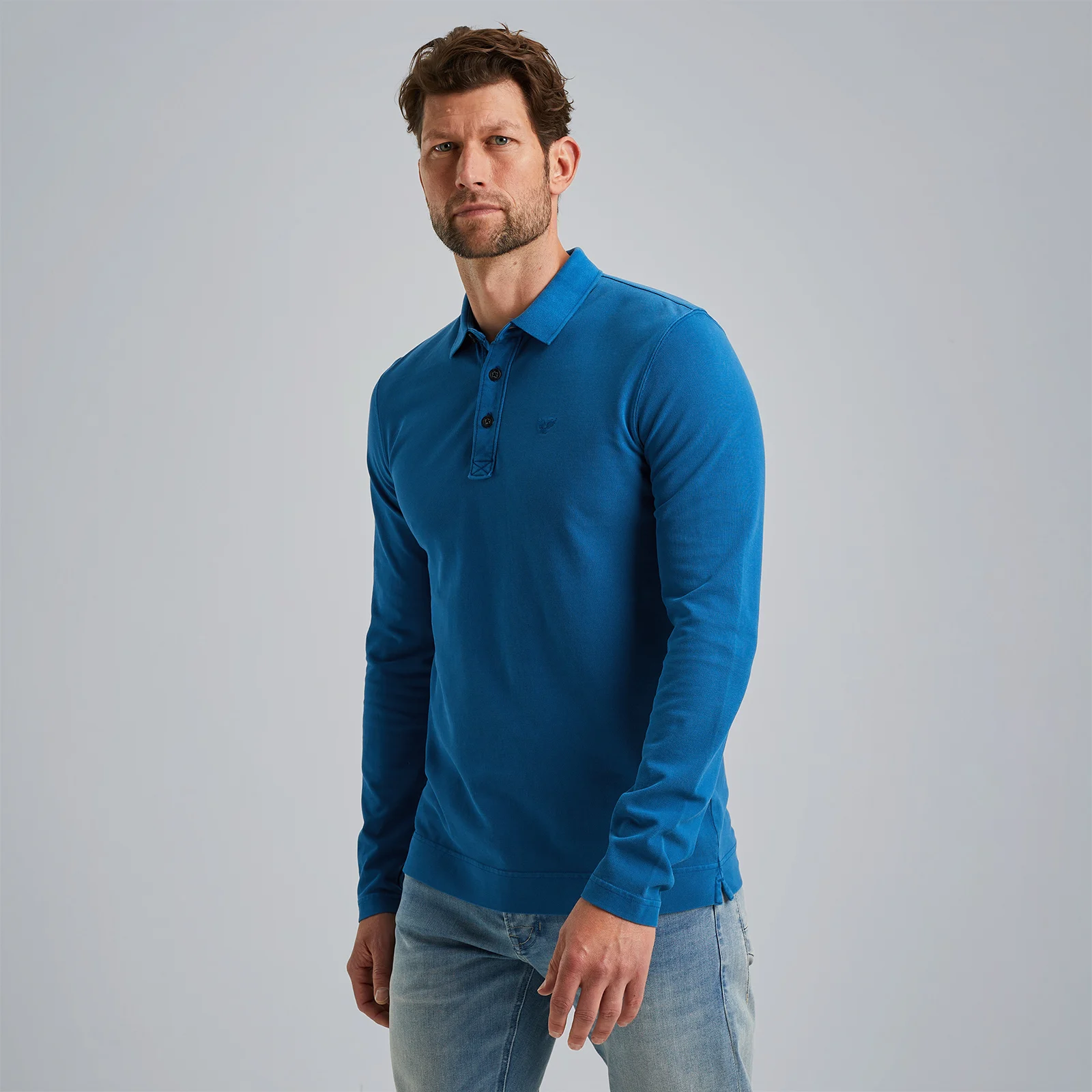 Polo shirt with long sleeves Blue