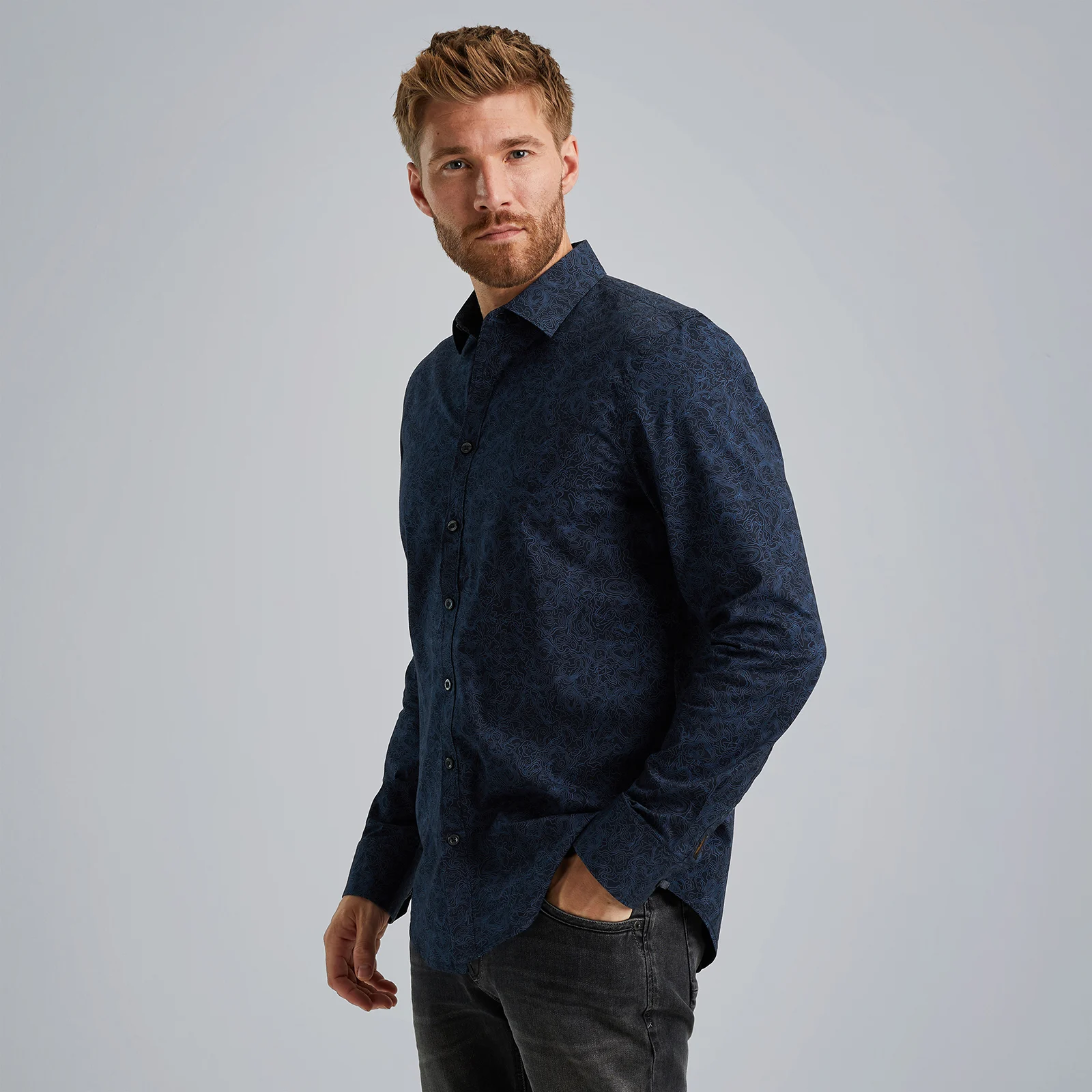 Shirt with allover print Blue