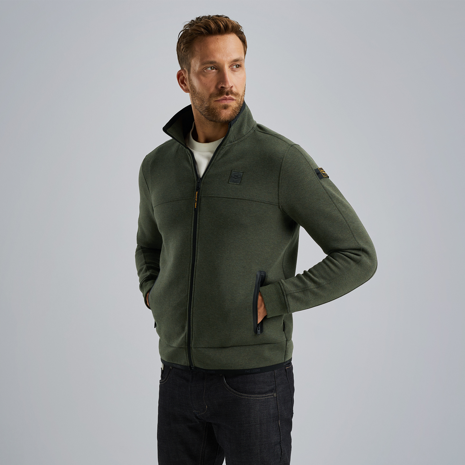 Sweat jacket with zipper Green