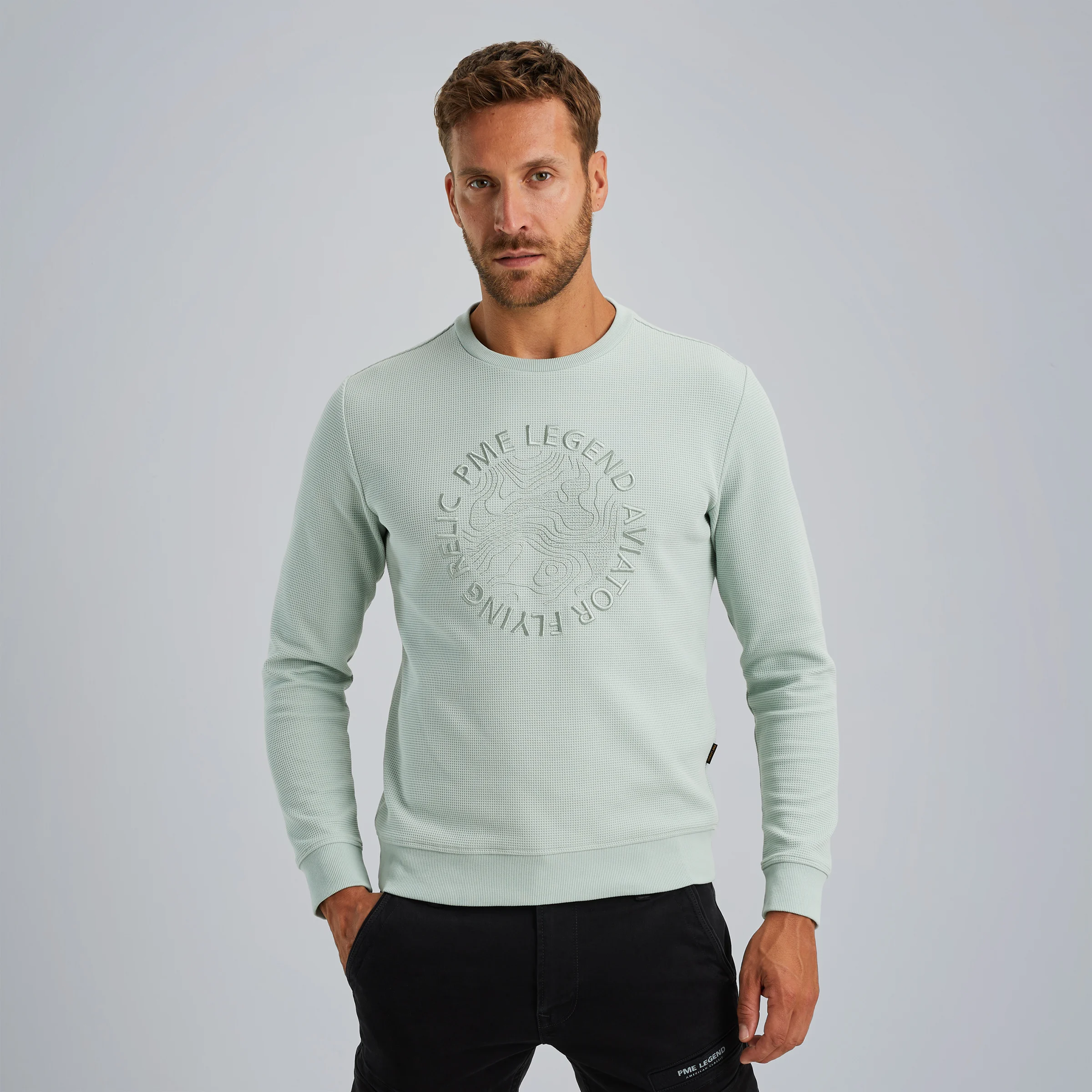 Sweatshirt with waffle structure Green
