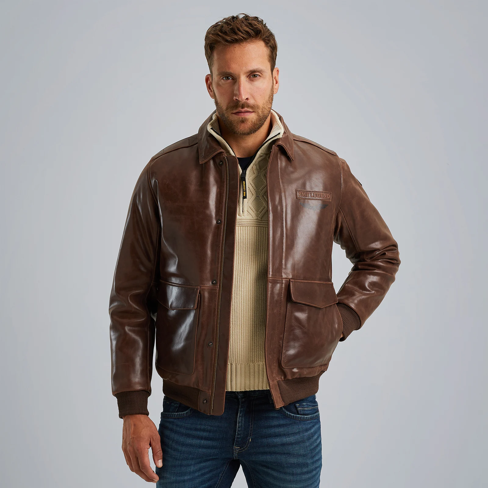 Eagle Eye leather jacket Brown