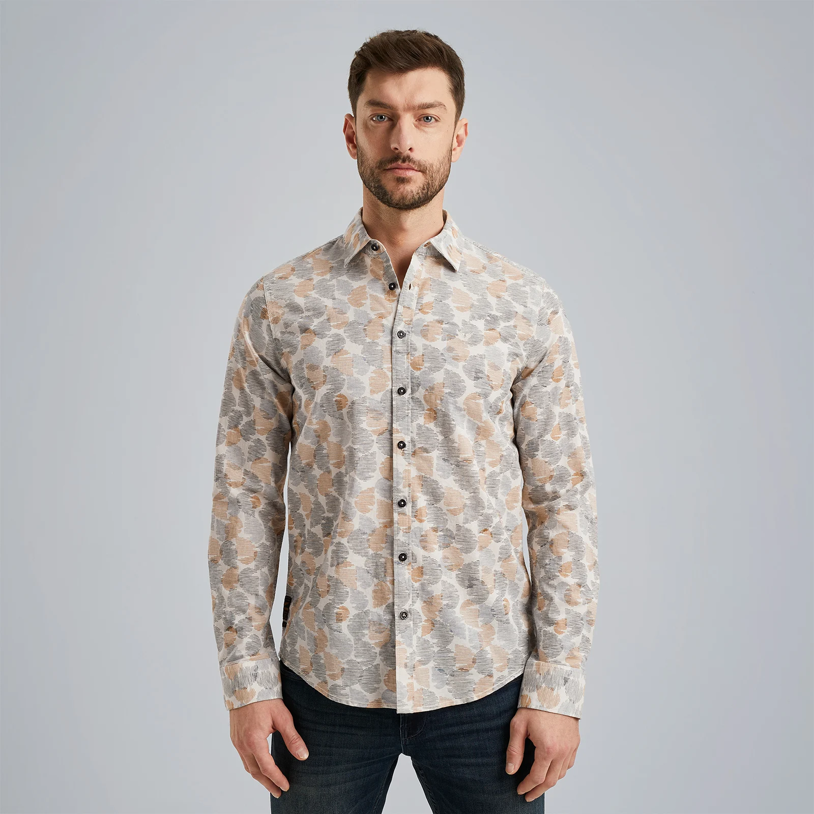 Shirt in cotton/linen Beige