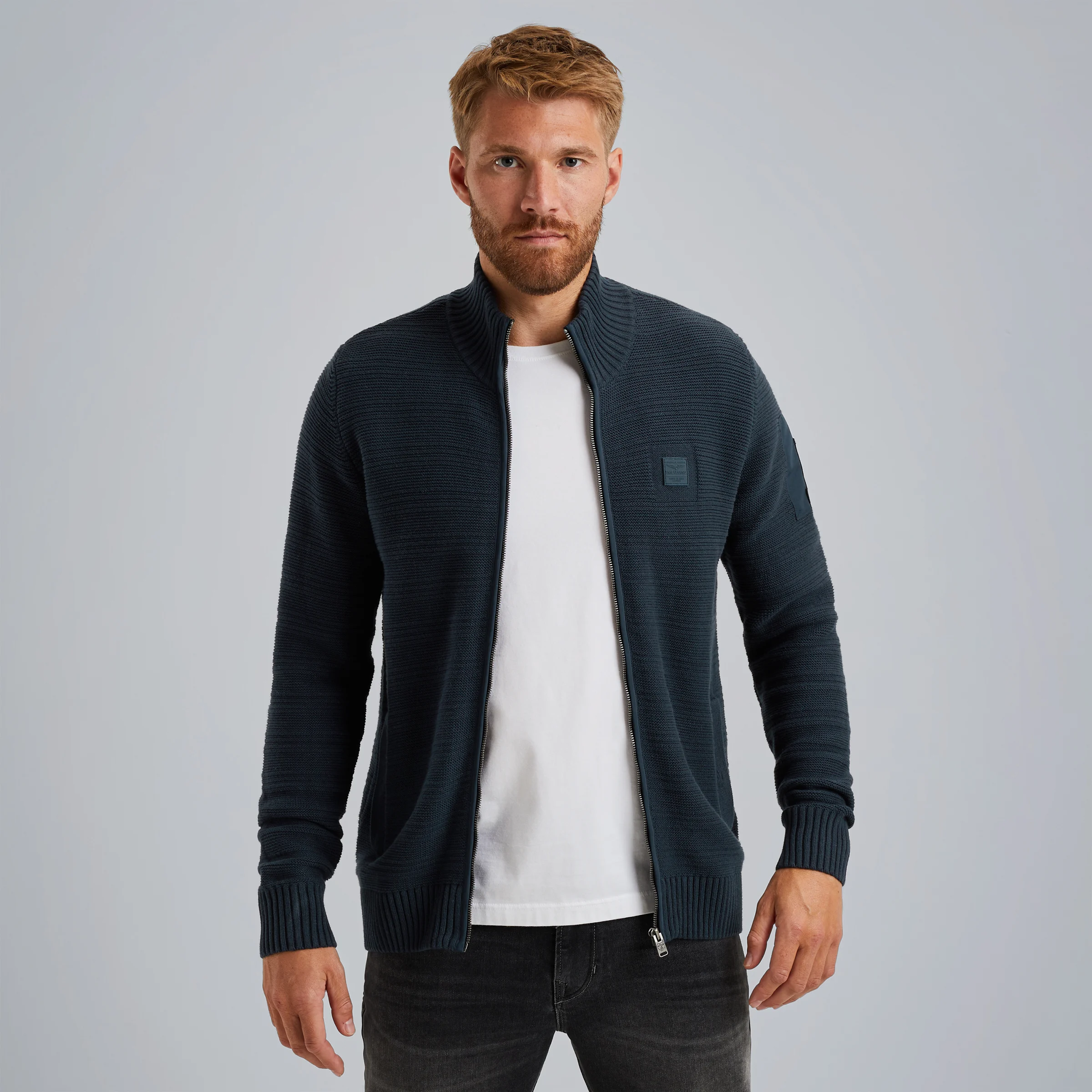 Cardigan with zipper closure Blue