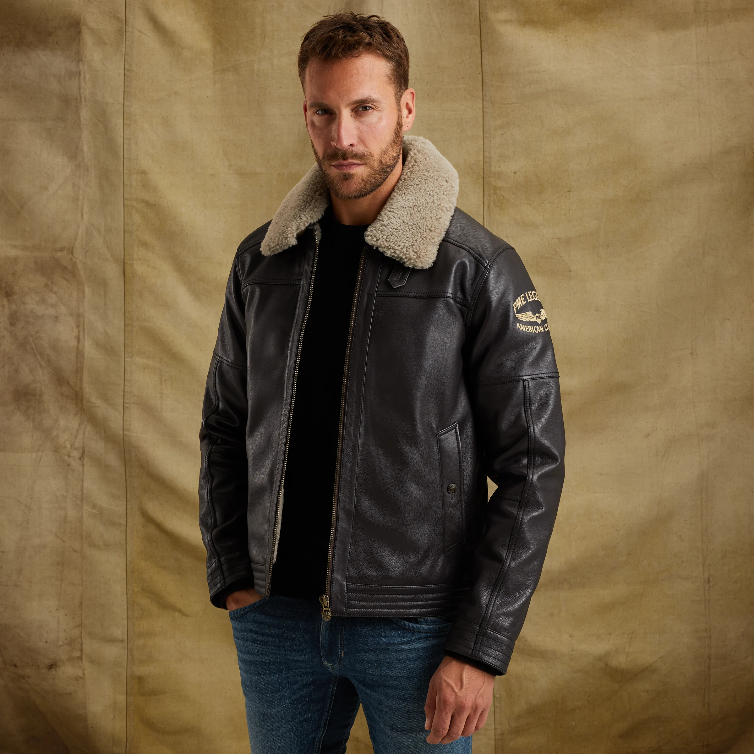 Auckland Fur leather jacket Brown
