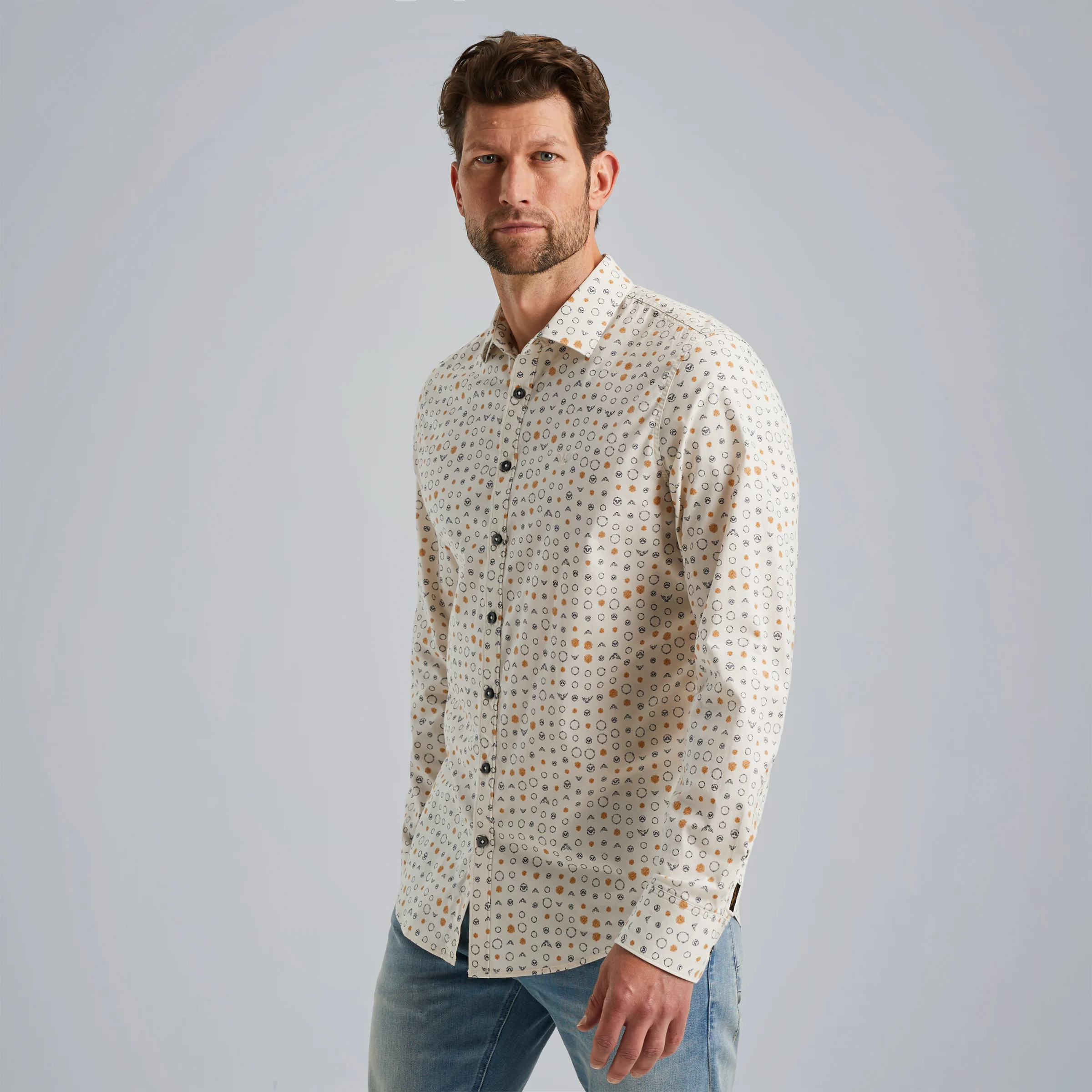 Shirt in poplin cotton Beige