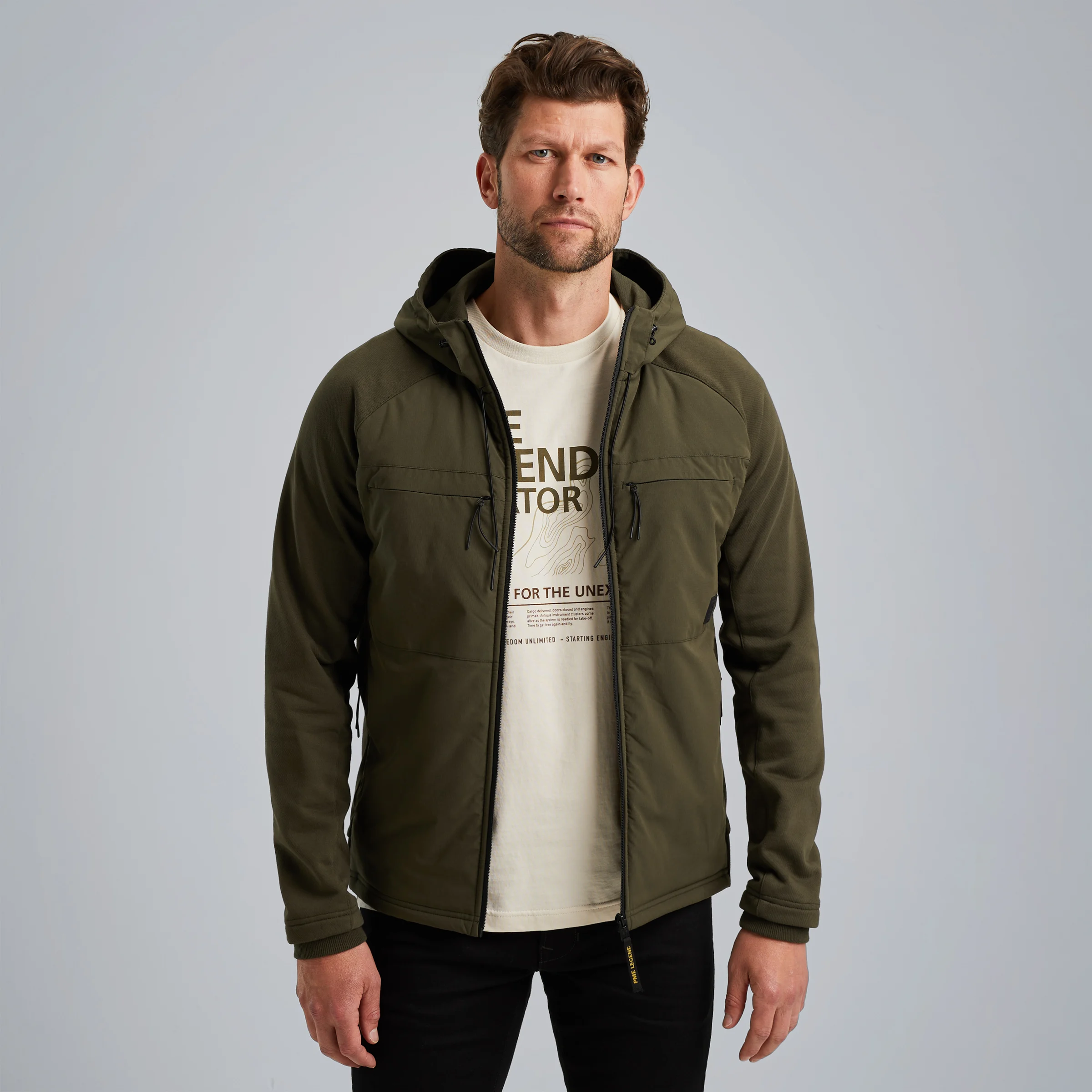 Hybrid jacket in a material mix Green