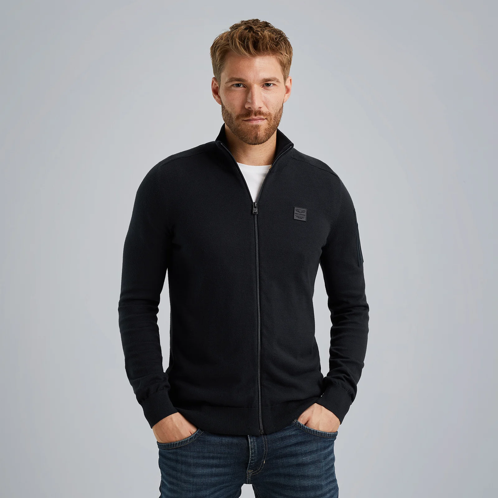 Cardigan with zipper Blue