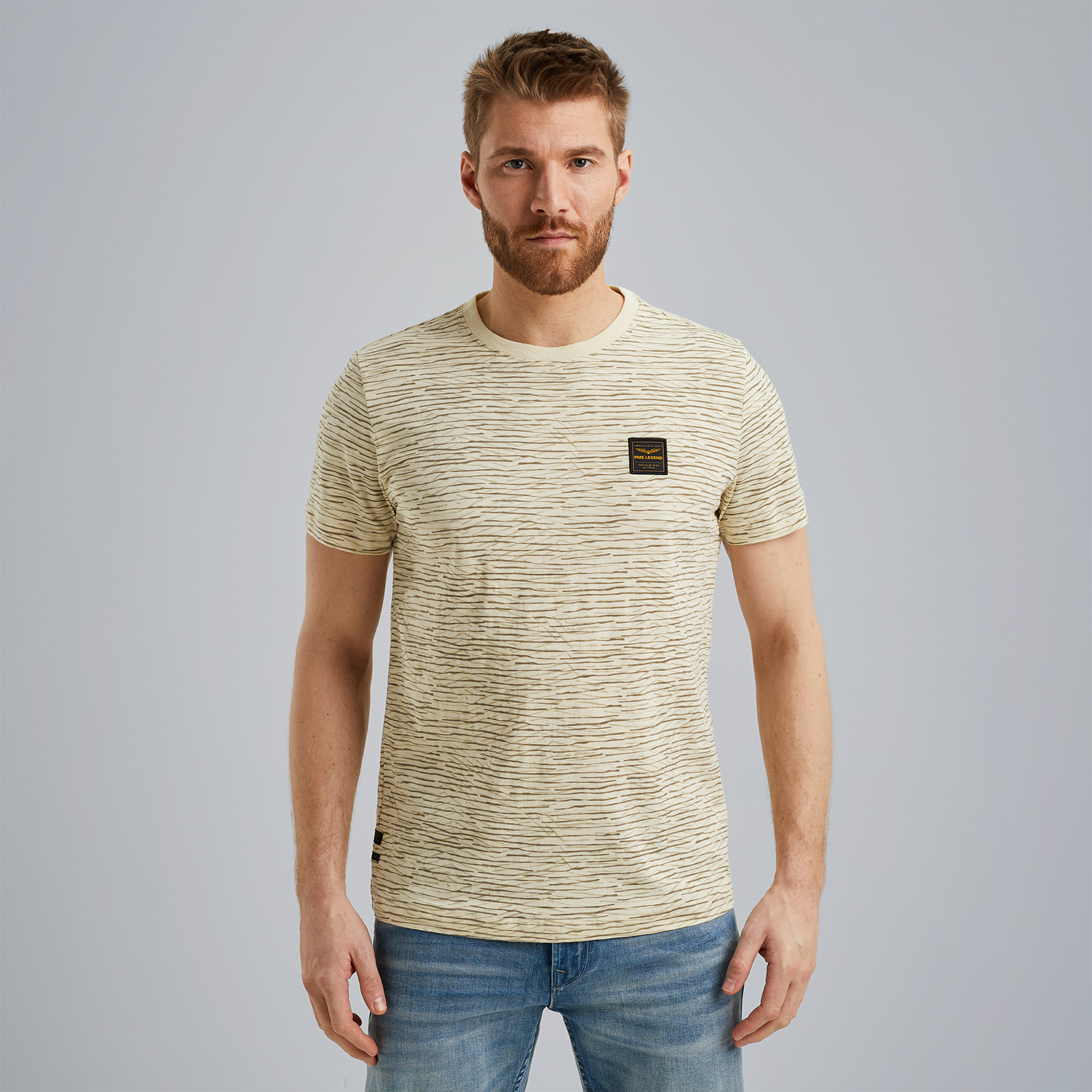 T-shirt with allover print Beige