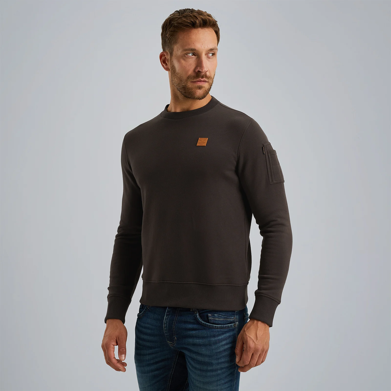 Sweatshirt in terry sweat fabric Brown