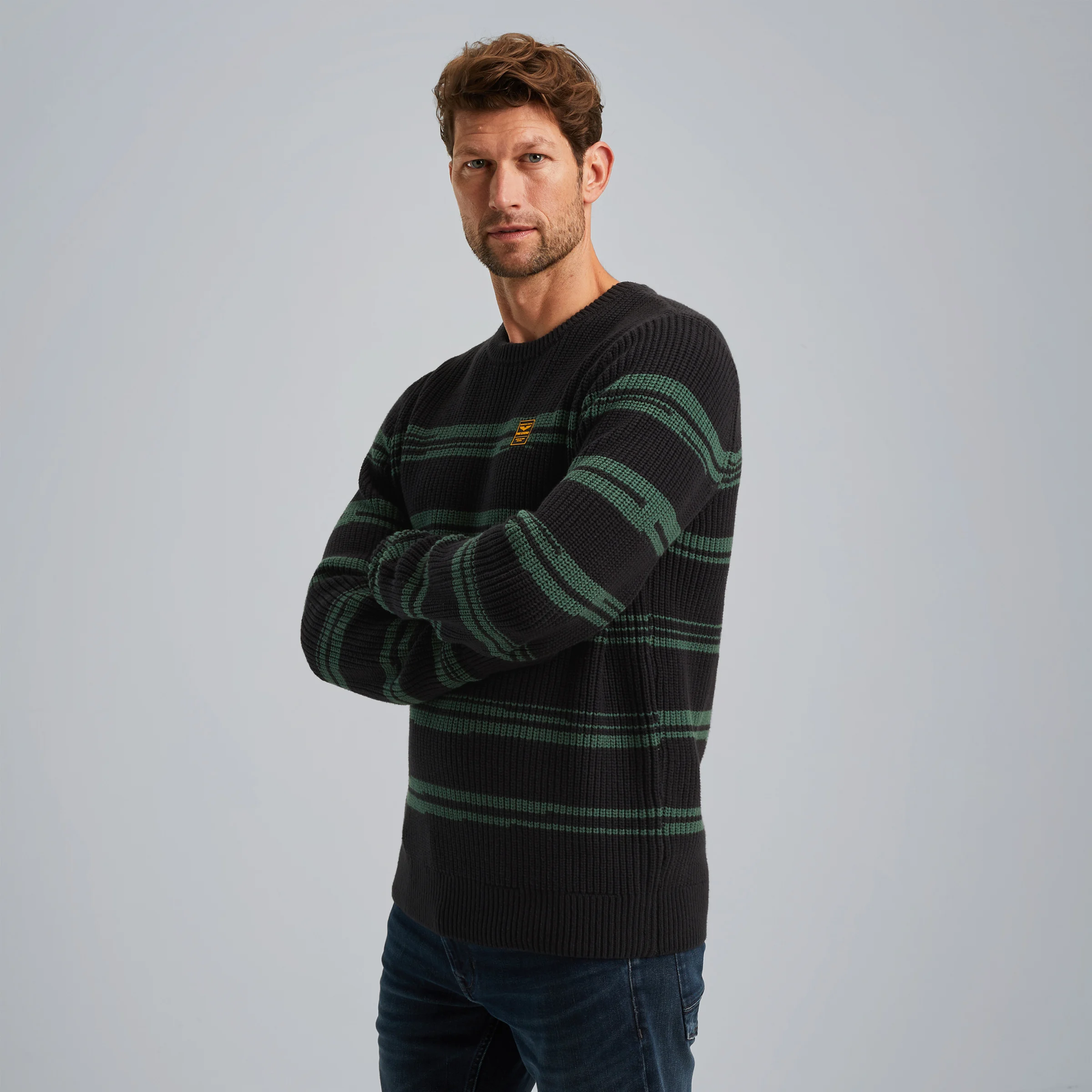 Pullover with stripe pattern Grey