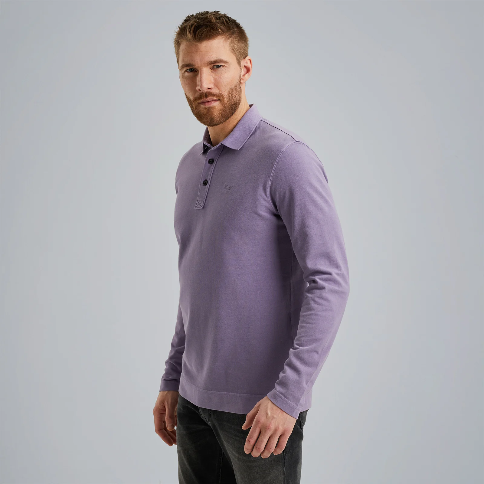 Polo shirt with long sleeves Purple