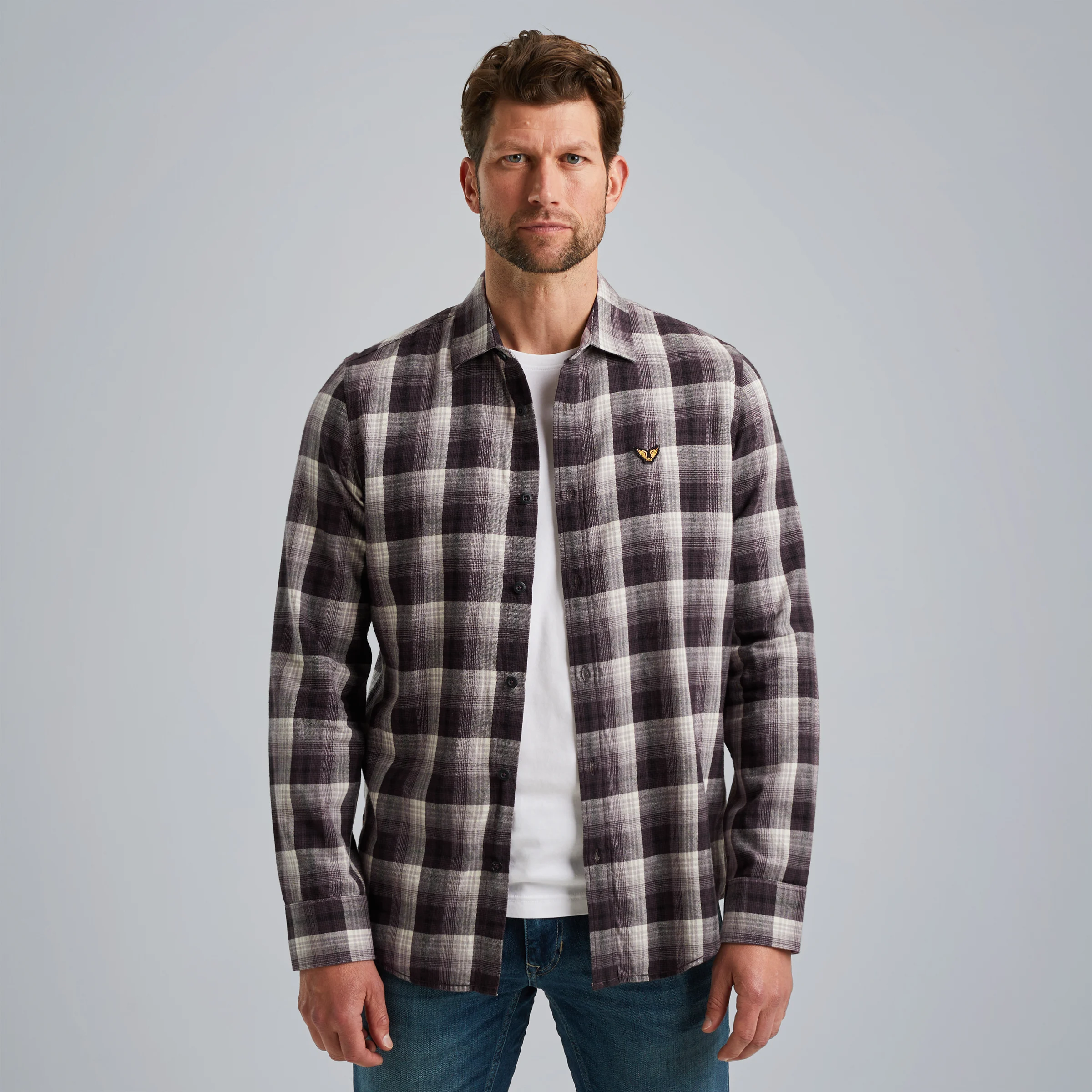 Shirt with check pattern Brown