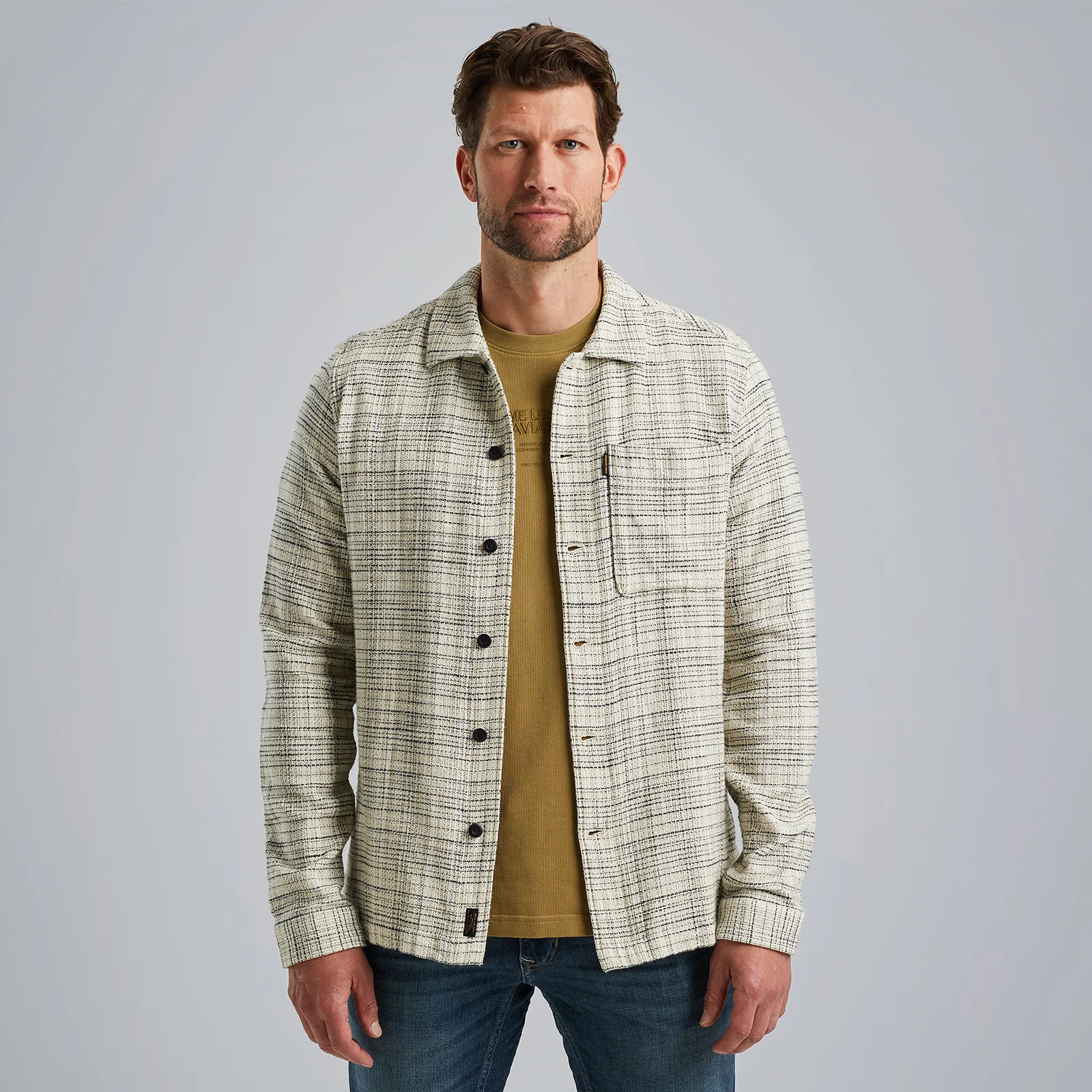 Shirt jacket with texture Beige