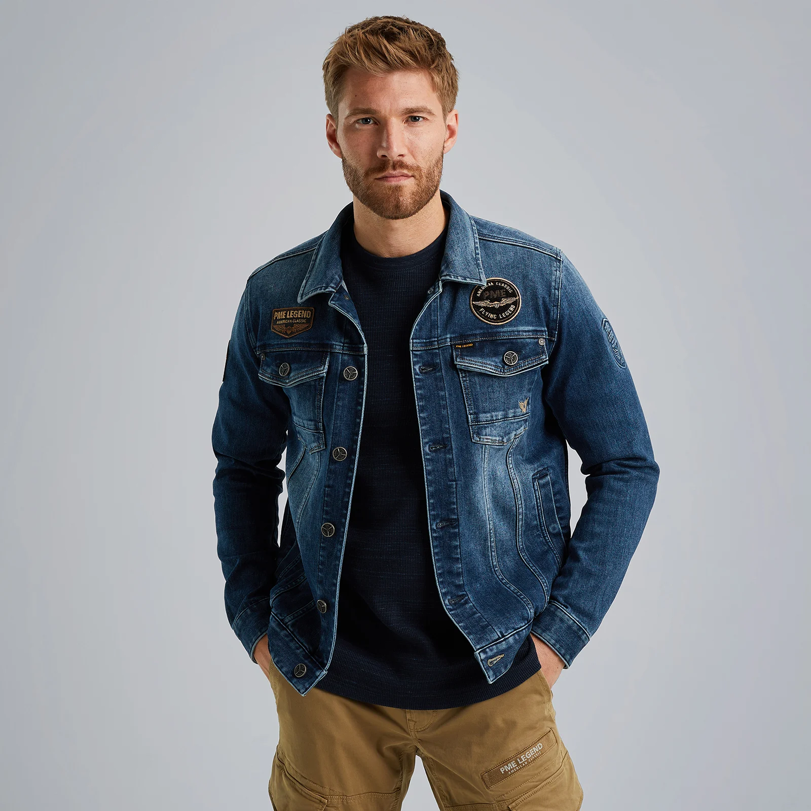 Denim jacket with comfort stretch Blue