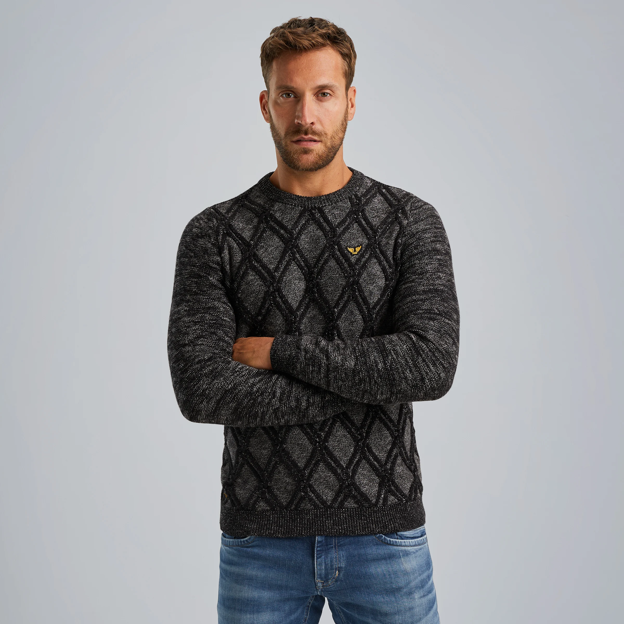 Pullover with cable pattern Grey