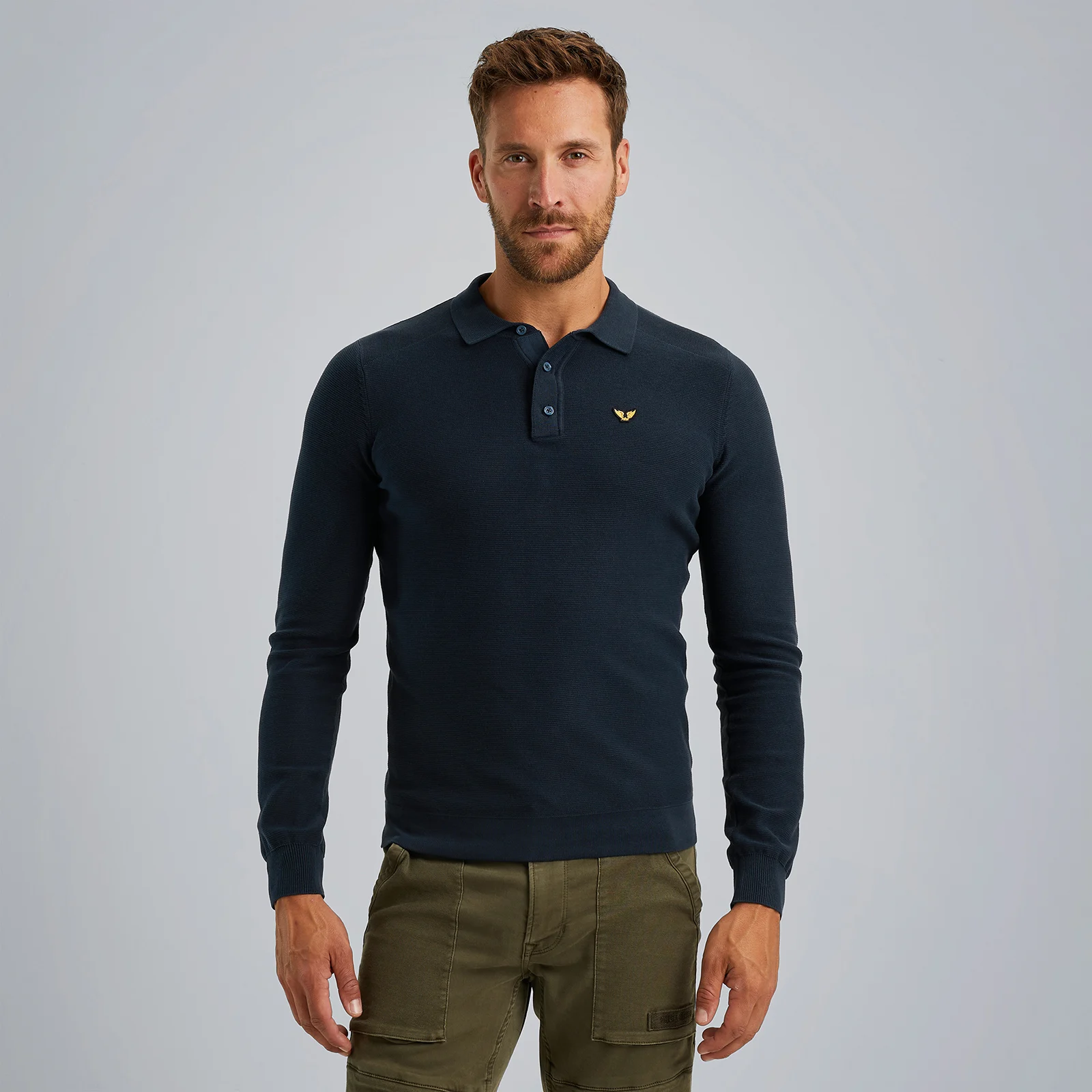 Polo shirt with long sleeves Blue