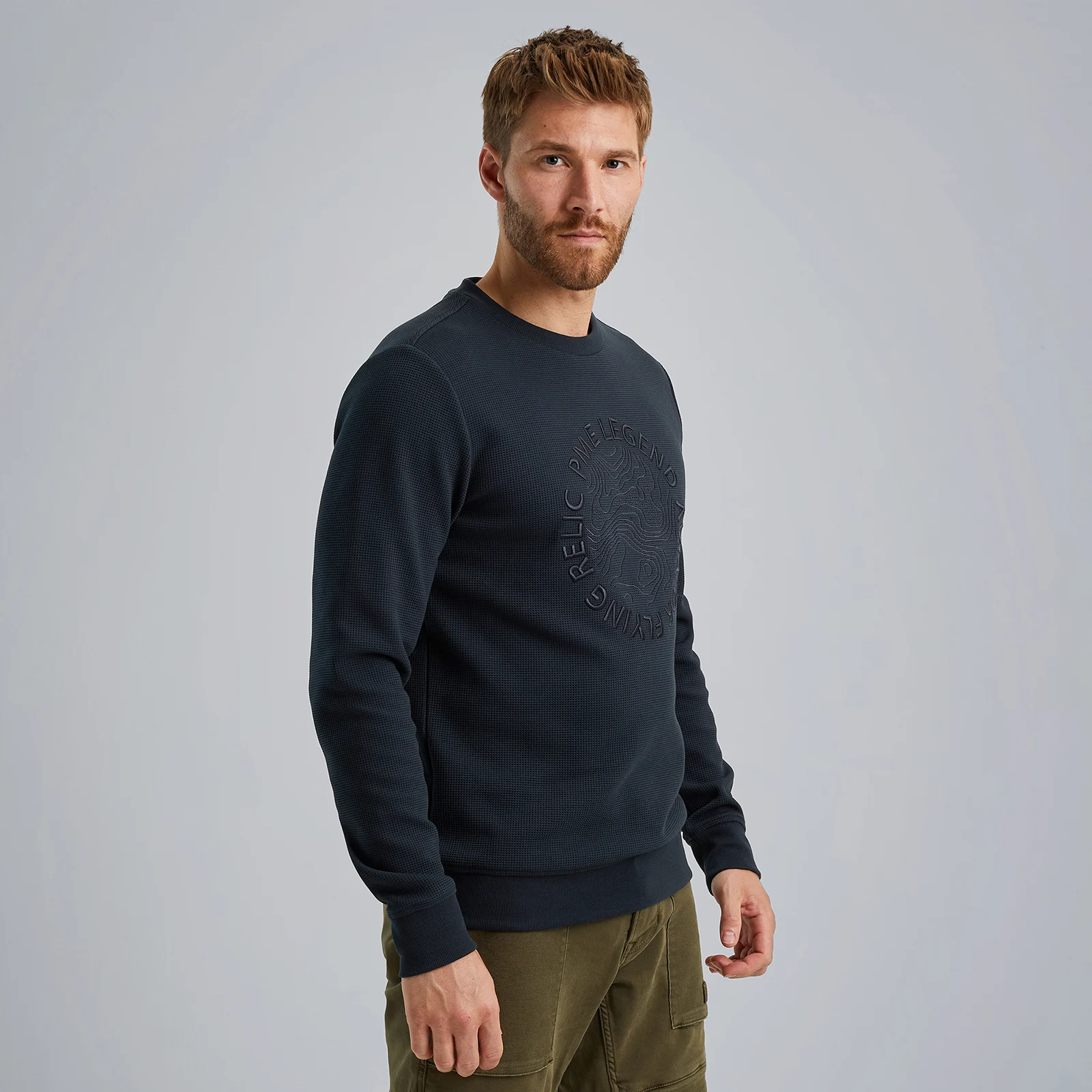 Sweatshirt with waffle structure Blue