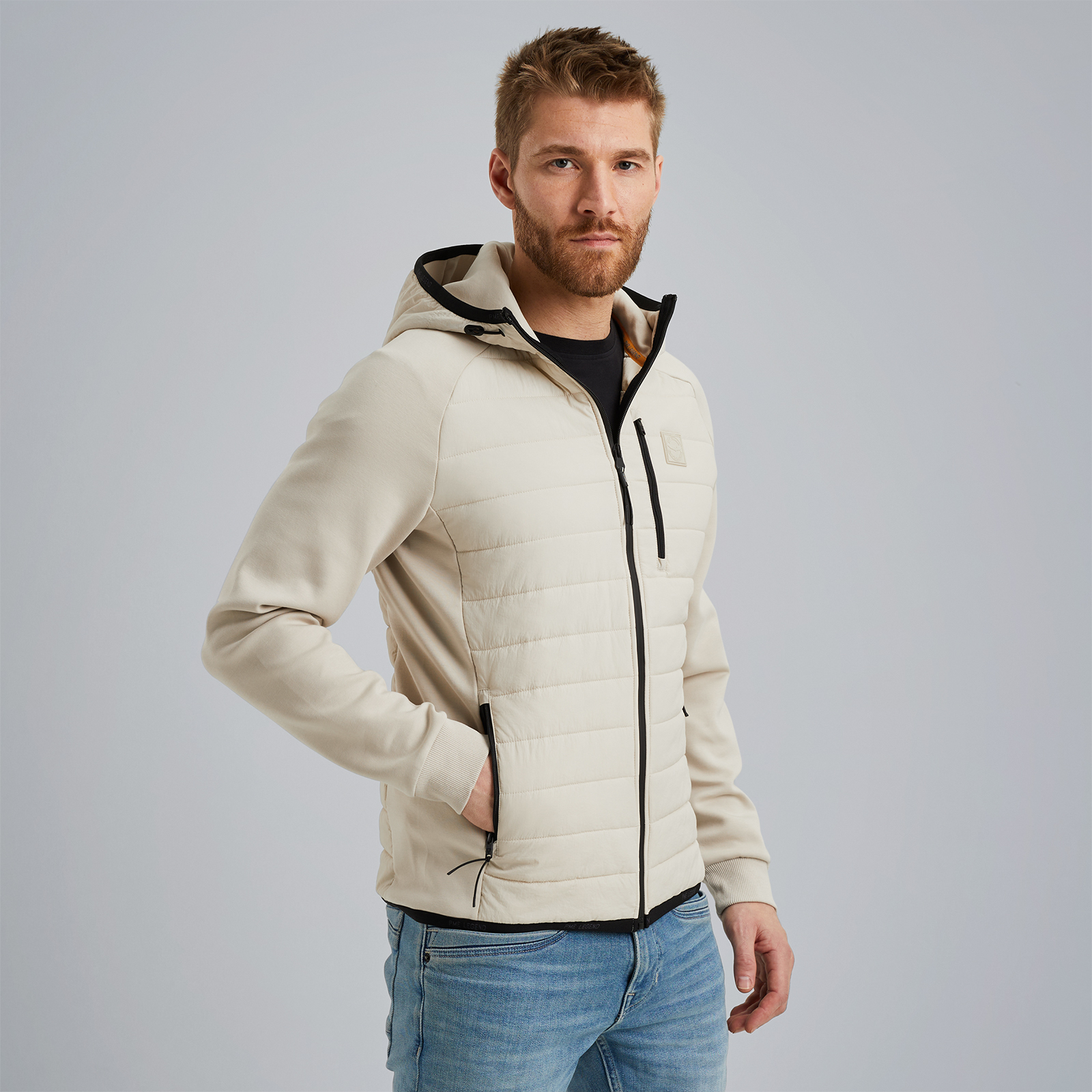 Hybrid jacket with hood Beige