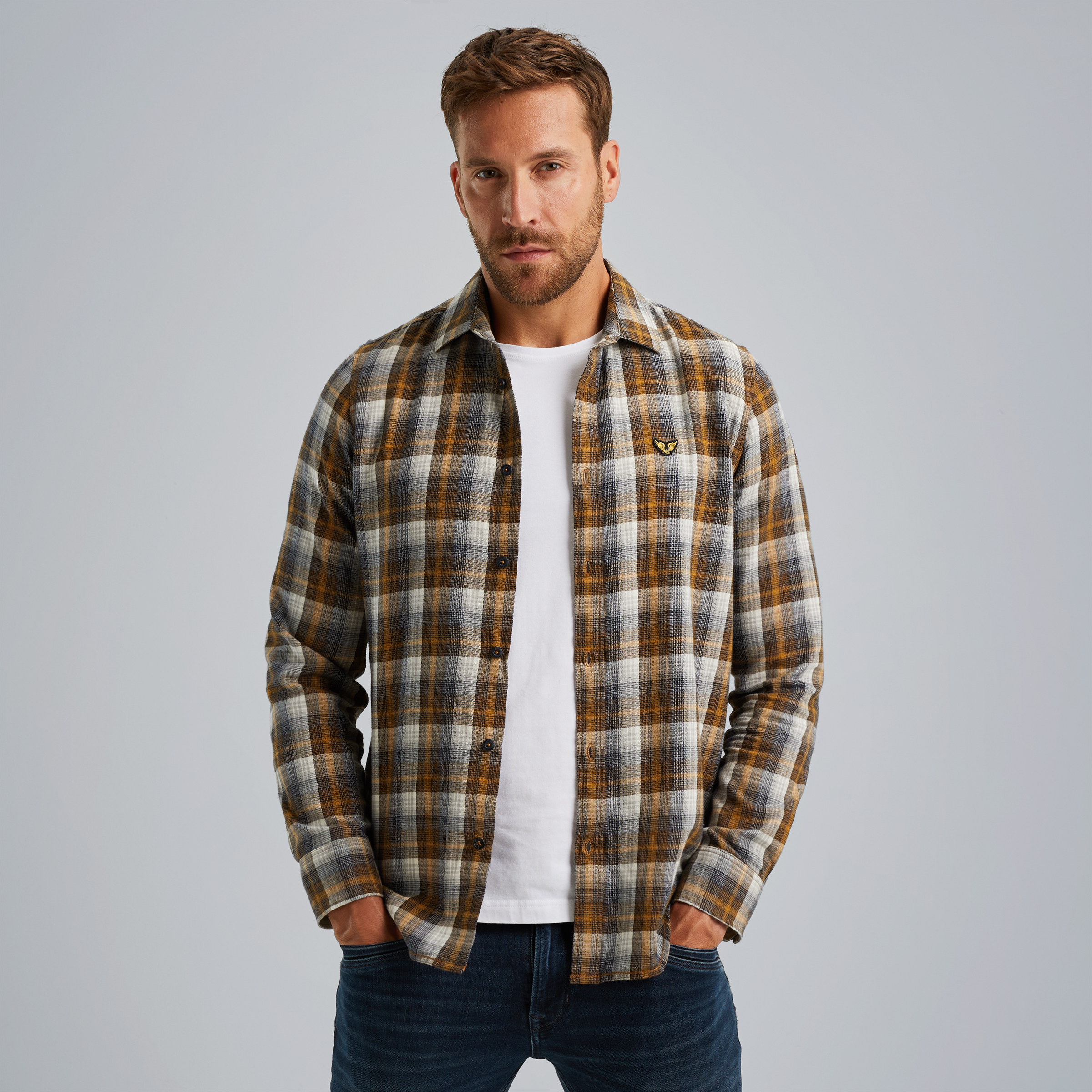 Shirt with check pattern Brown