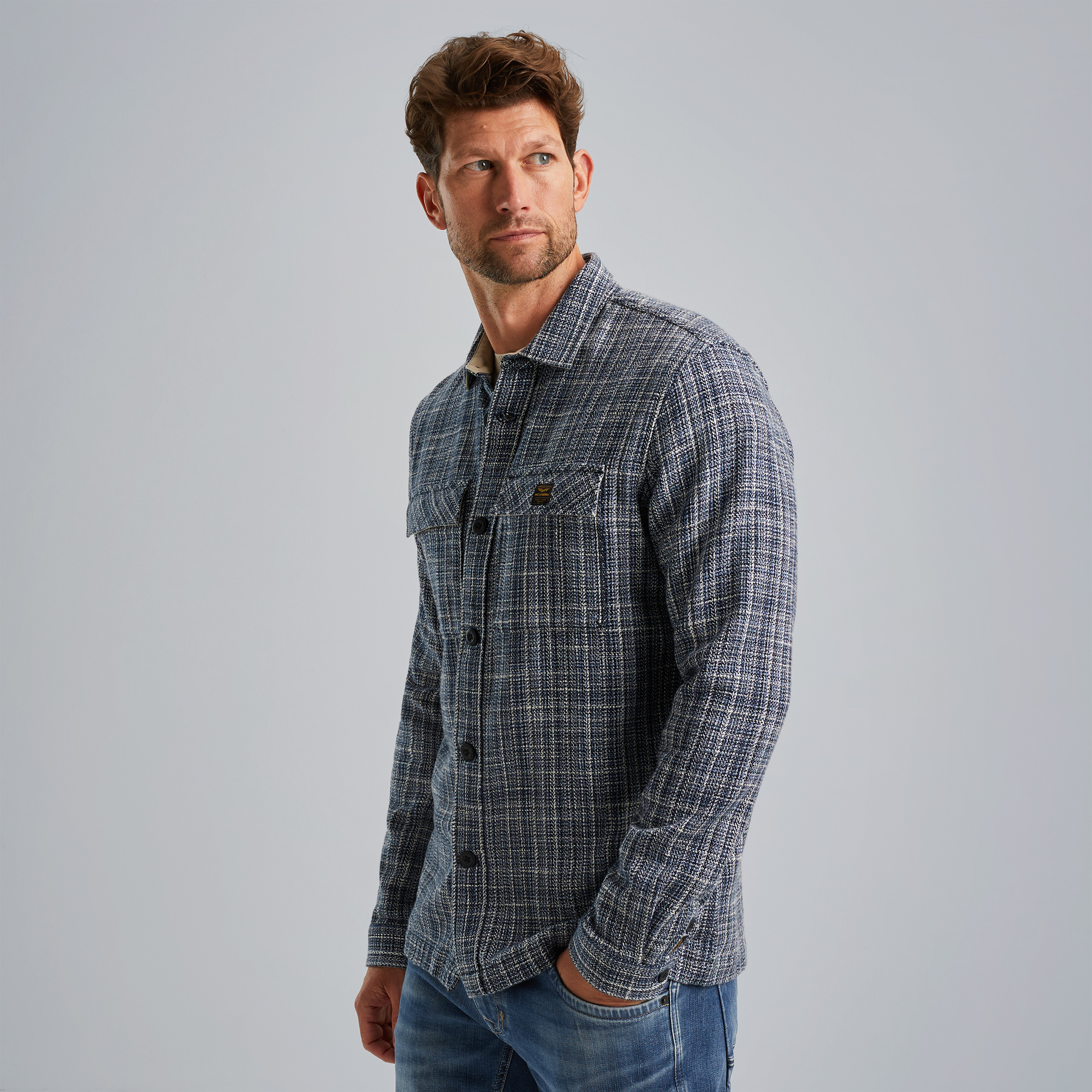 Shirt jacket in 100% cotton Blue