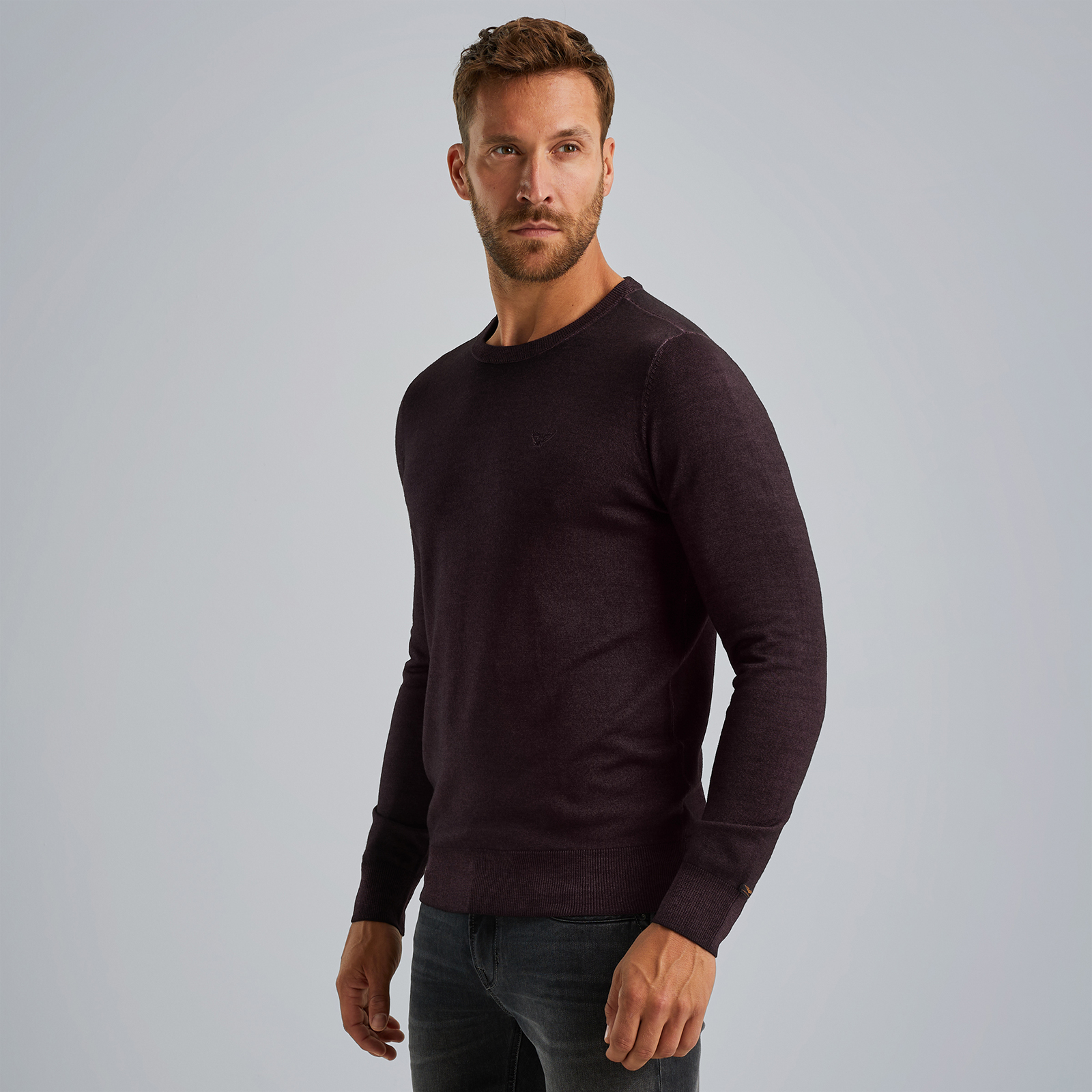 Pullover in 100% merino wool Purple