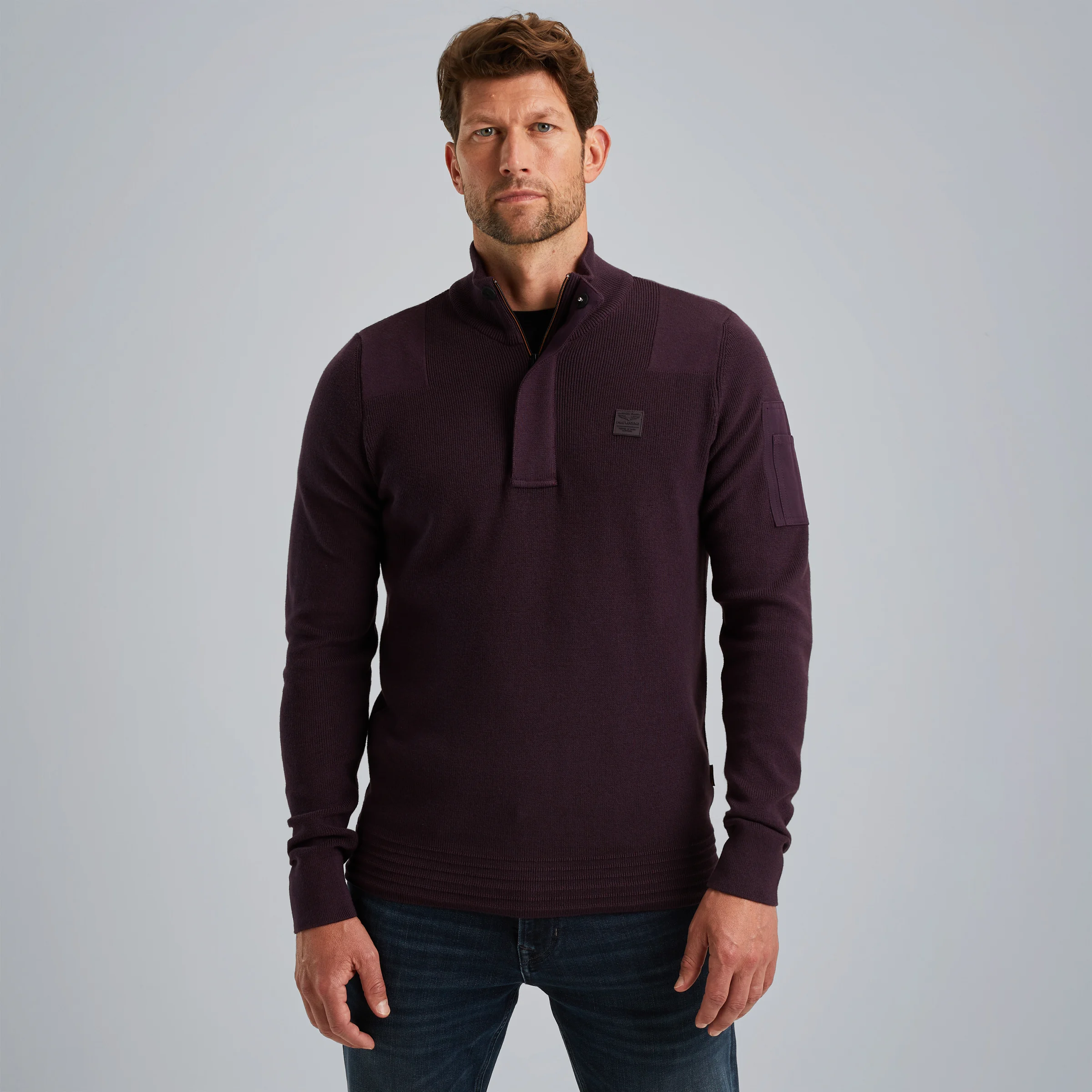 Pullover with half zipper Purple