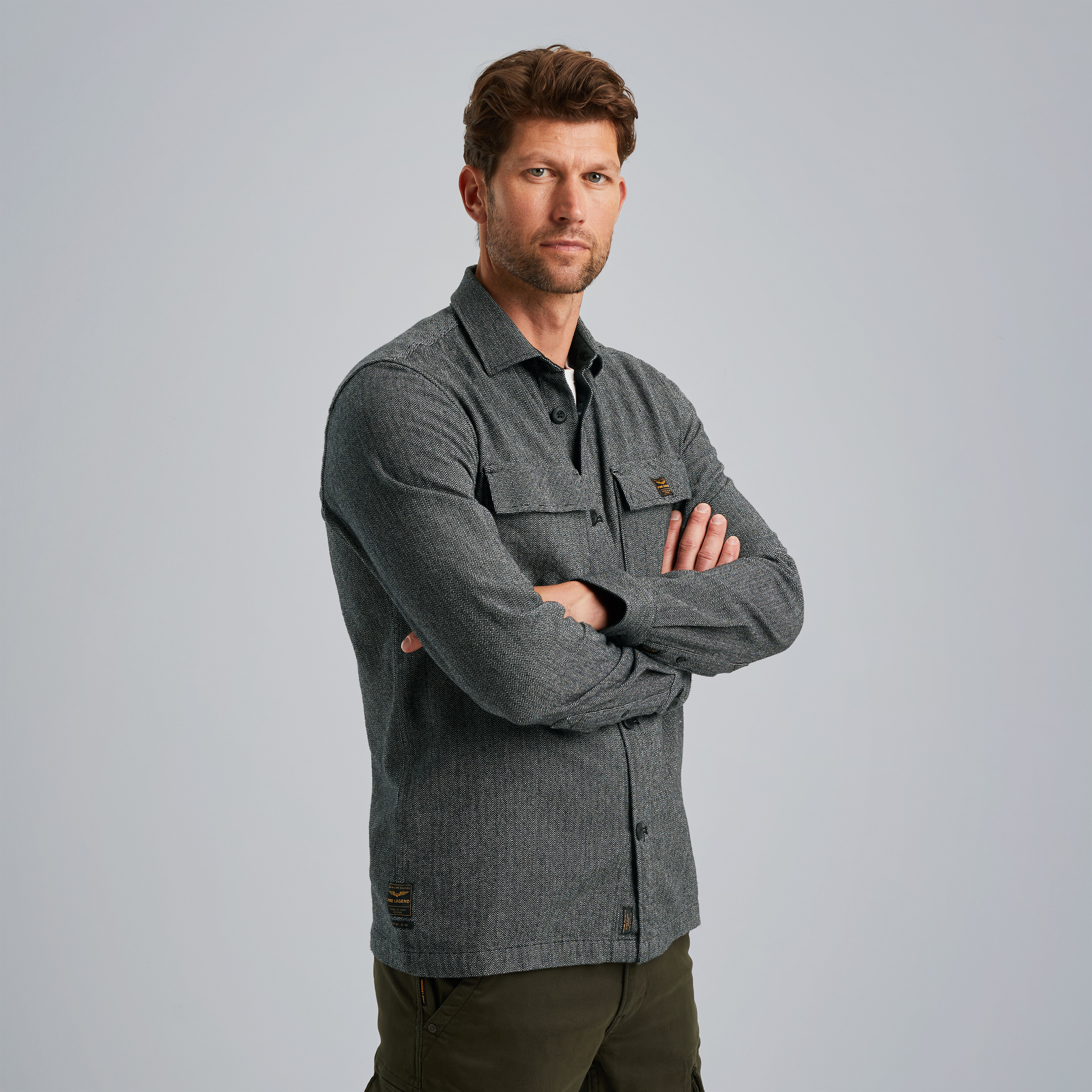 Shirt jacket in 100% cotton Grey