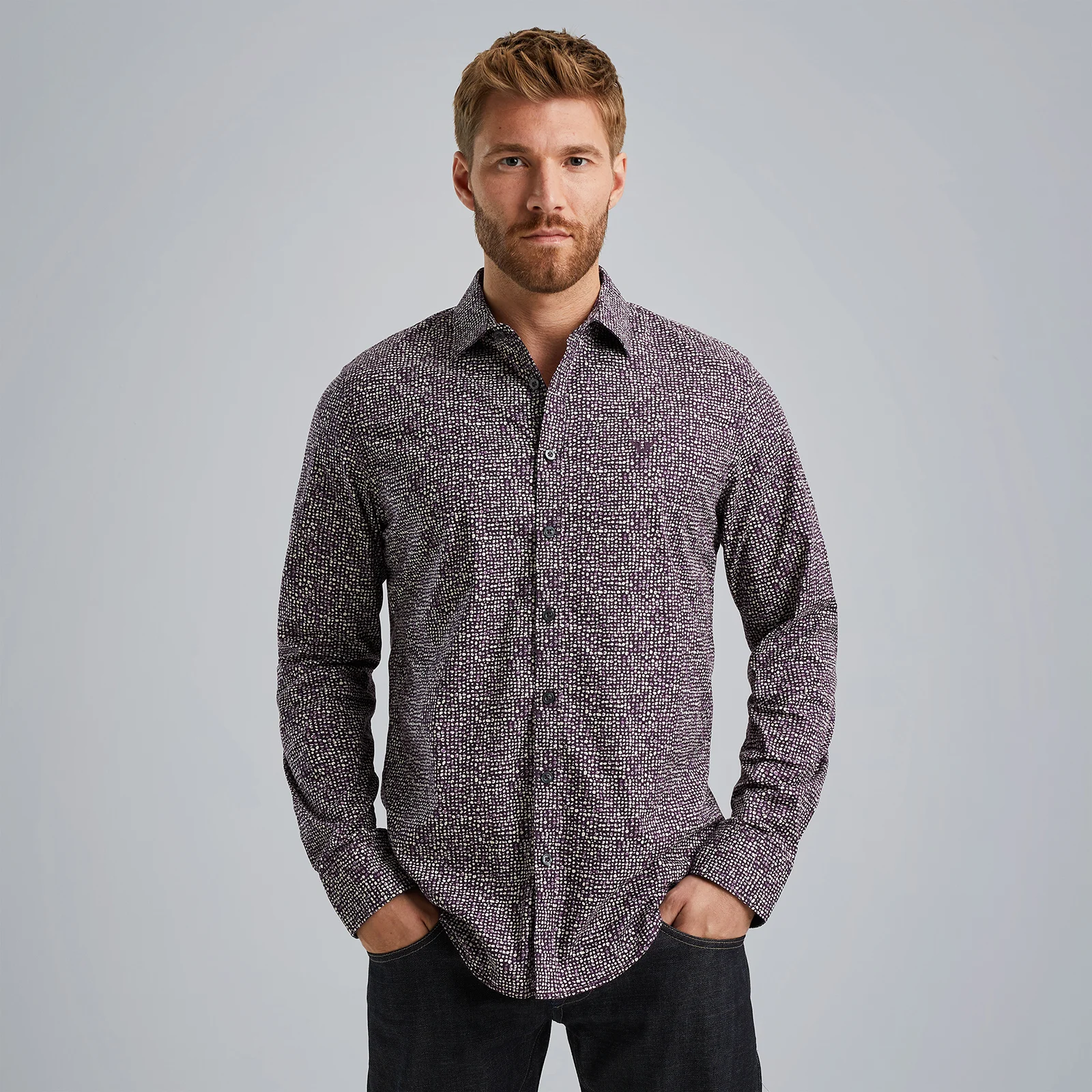 Shirt in poplin cotton Purple