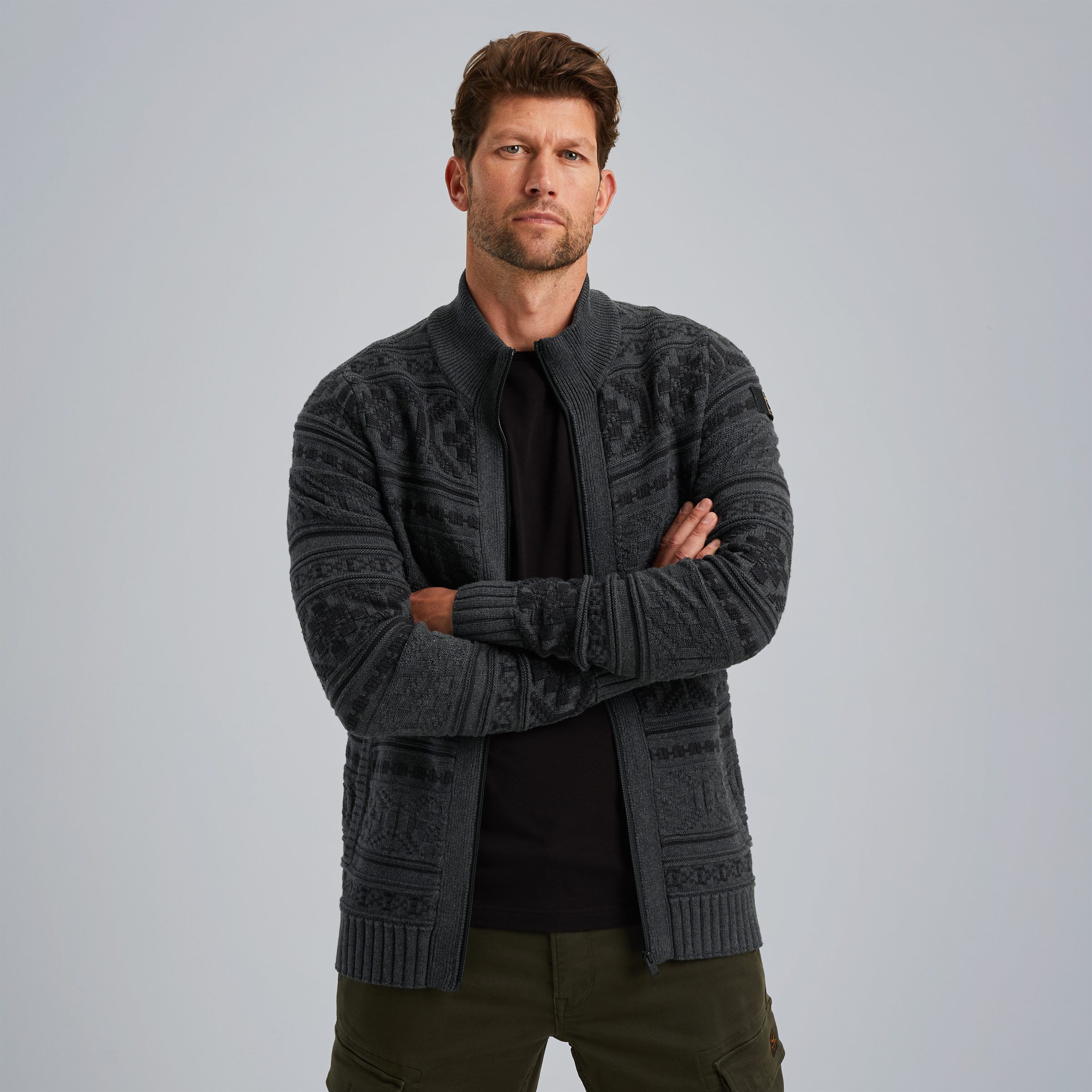 Cardigan with zipper closure Grey