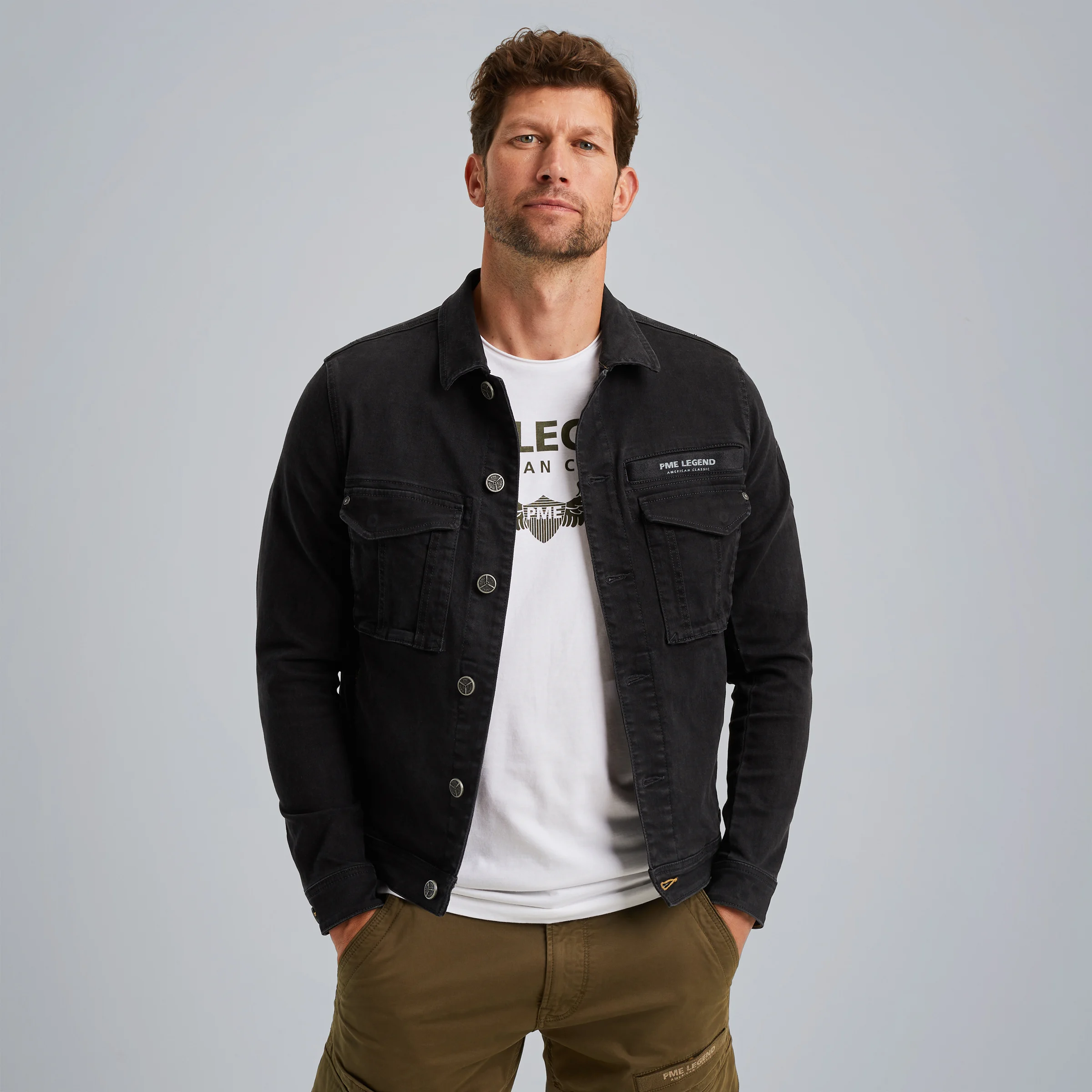 Nordrop denim cargo jacket Black