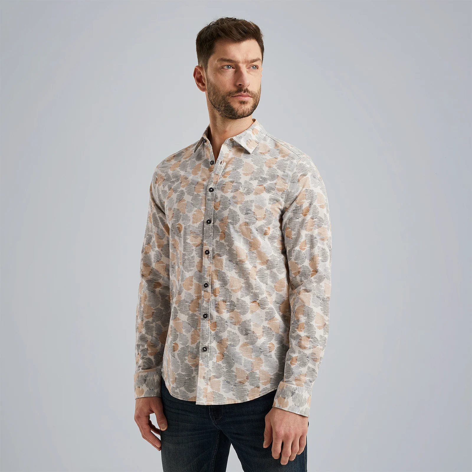 Shirt in cotton/linen Beige