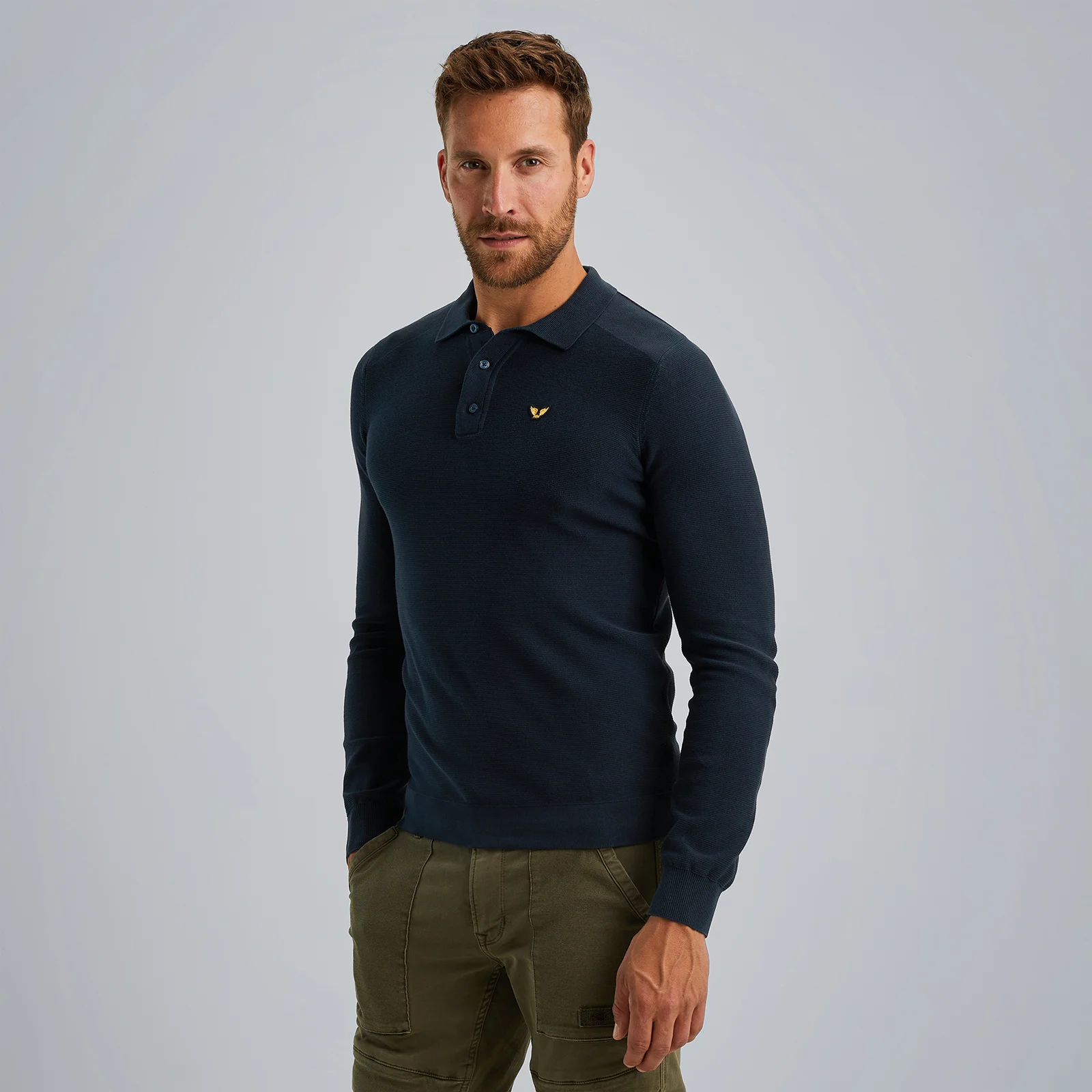 Polo shirt with long sleeves Blue