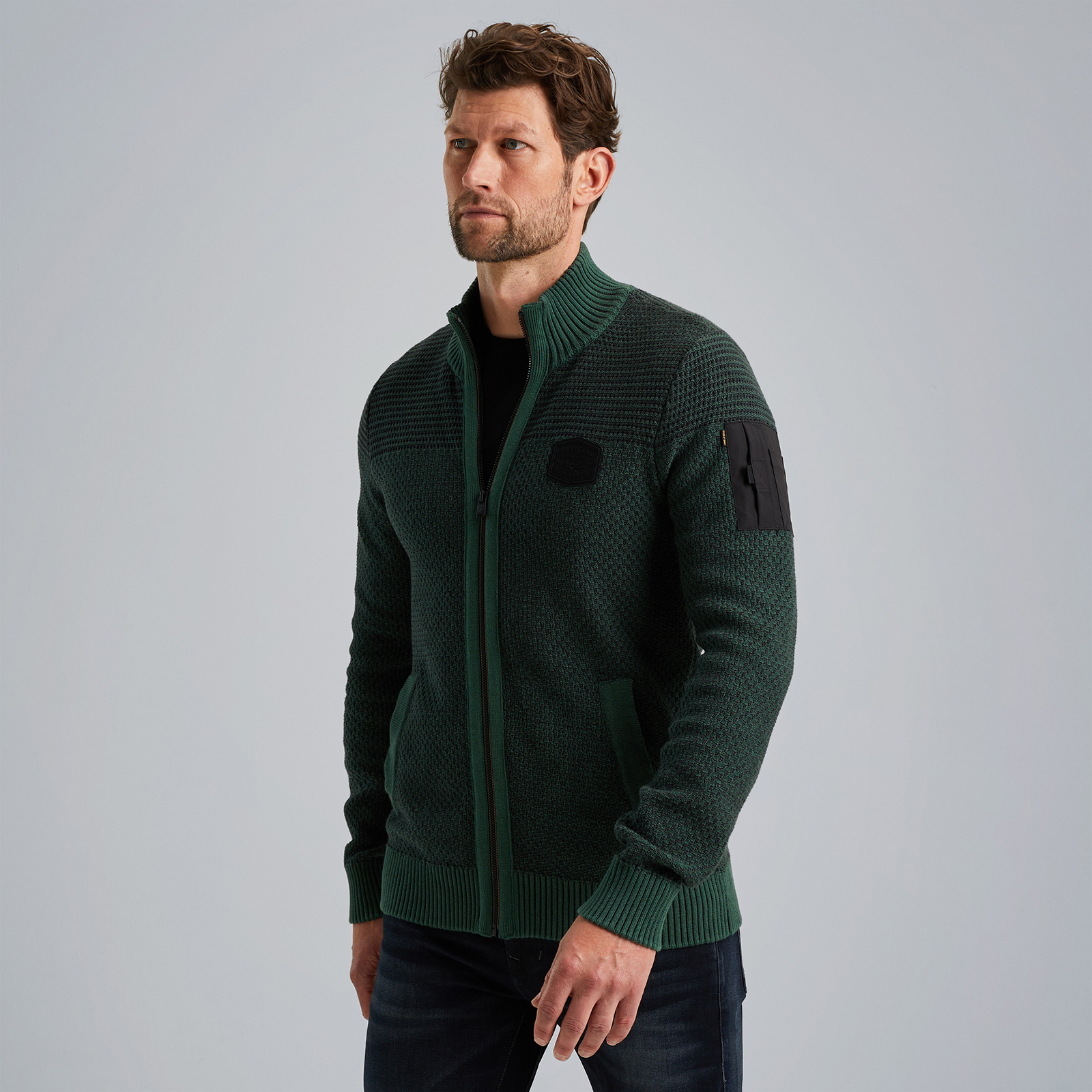 Cardigan with zipper Green