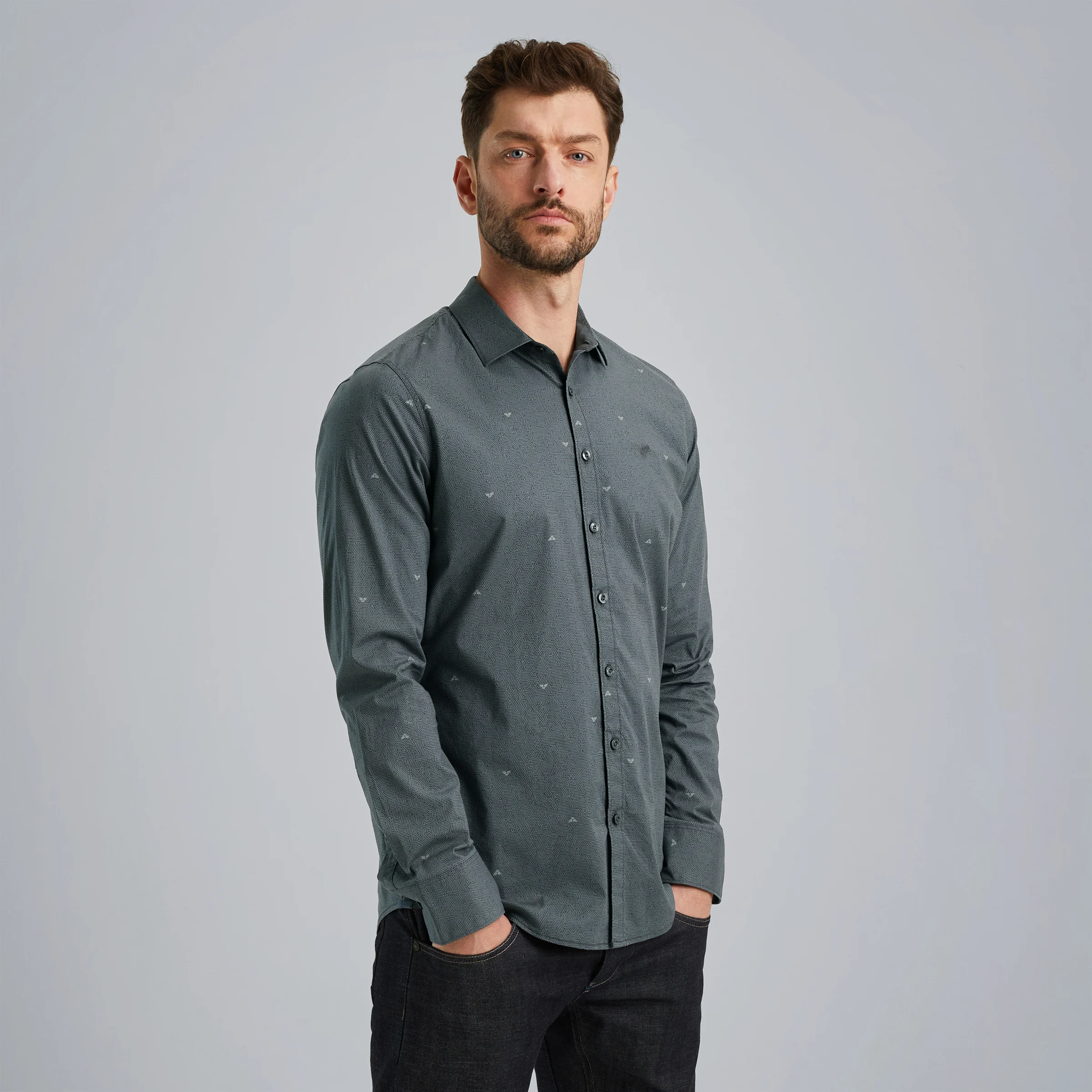 Shirt in poplin cotton Grey