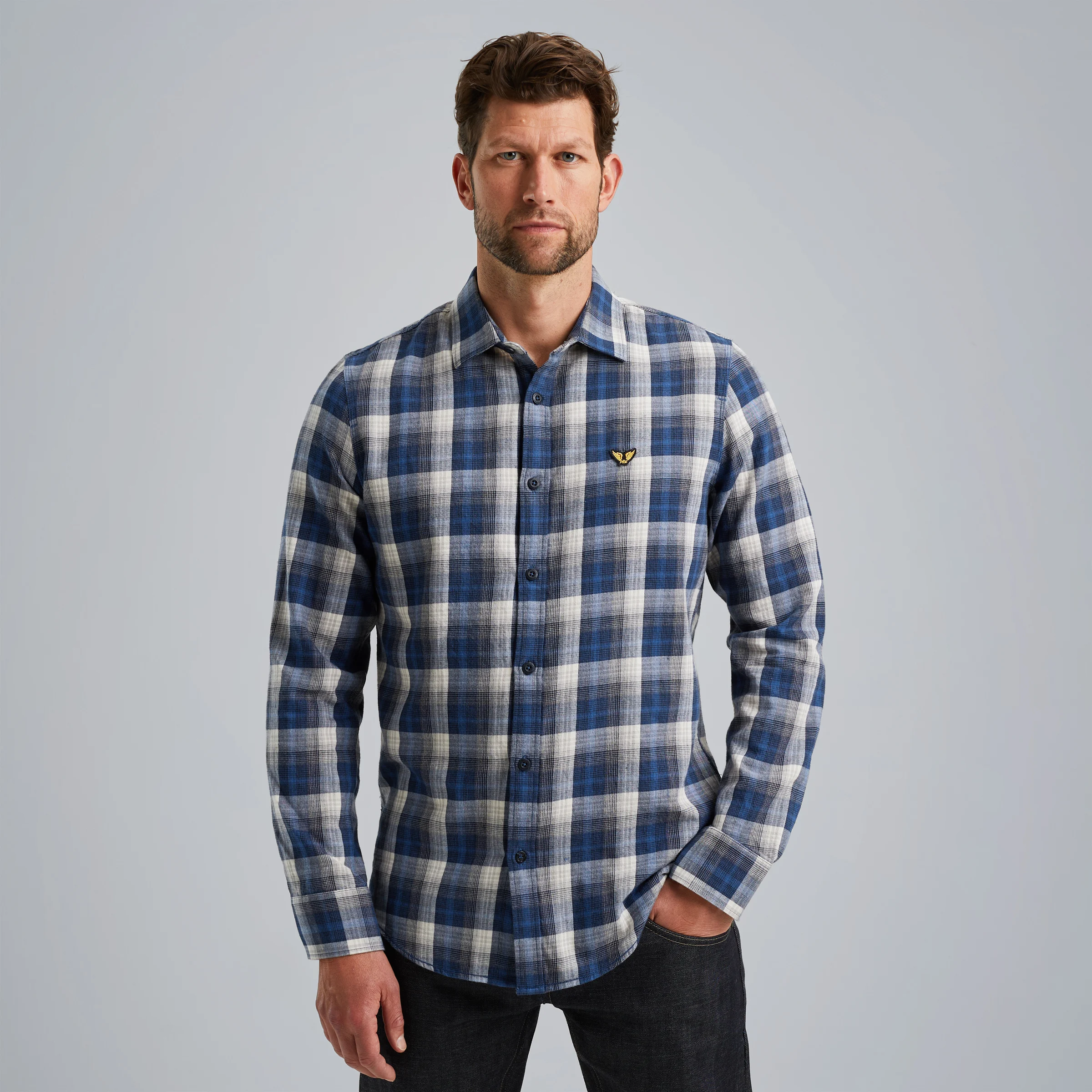 Shirt with check pattern Blue