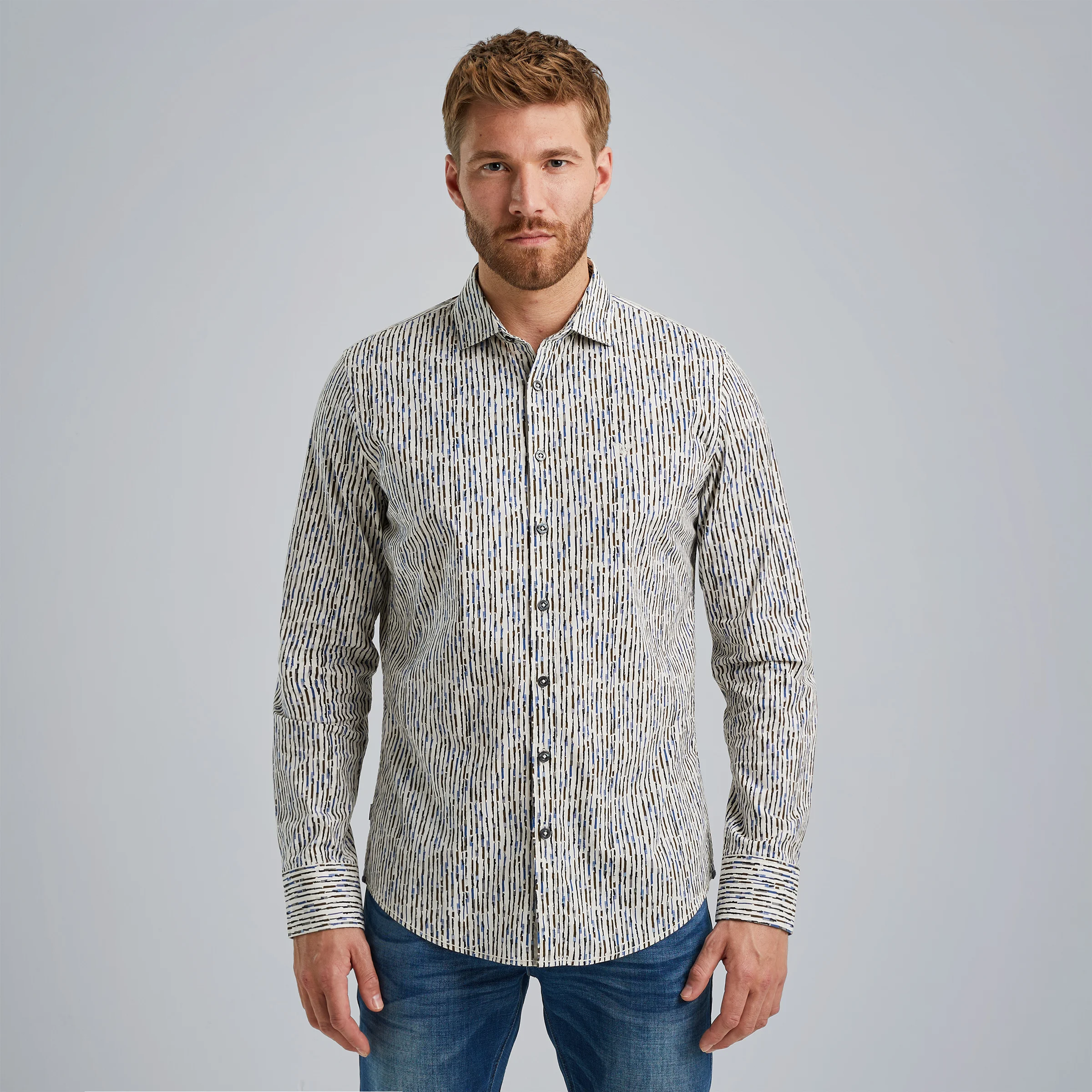 Shirt with allover pint Beige