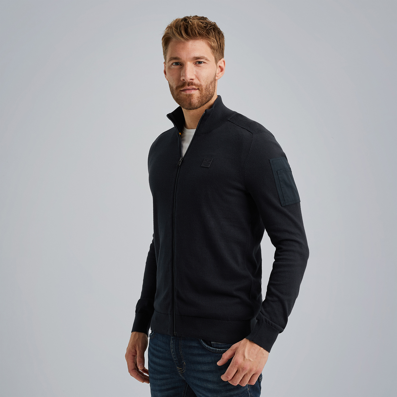 Cardigan with zipper Blue