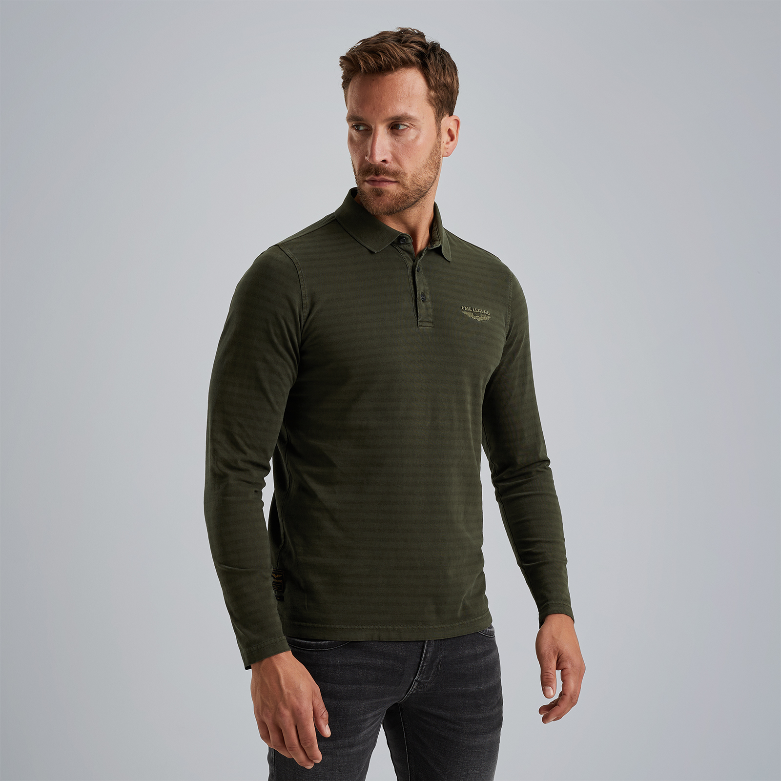 Polo shirt with long sleeves Green