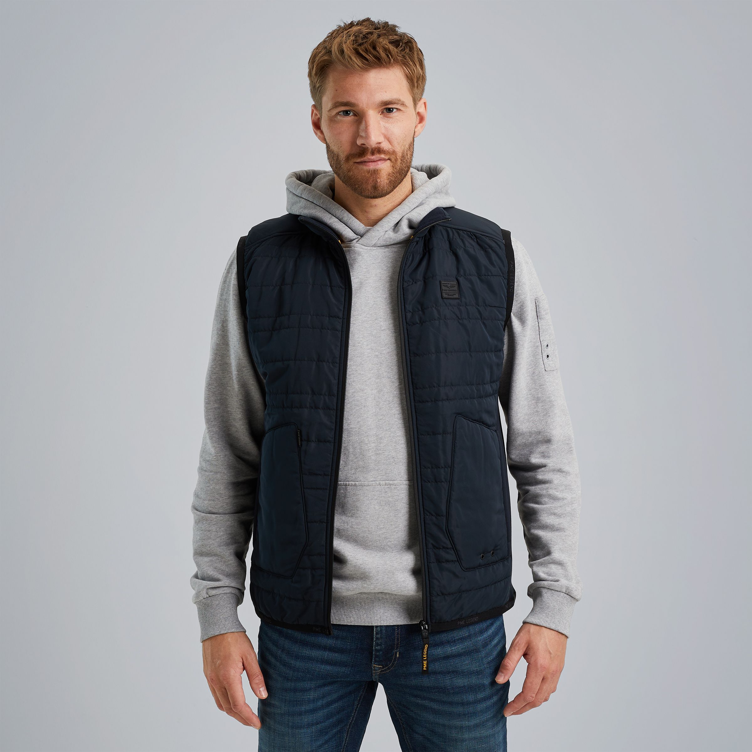 Bodywarmer in a material mix Blue