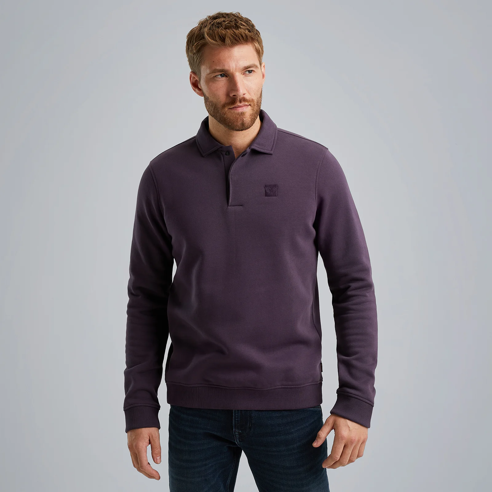 Sweatshirt with polo collar Purple