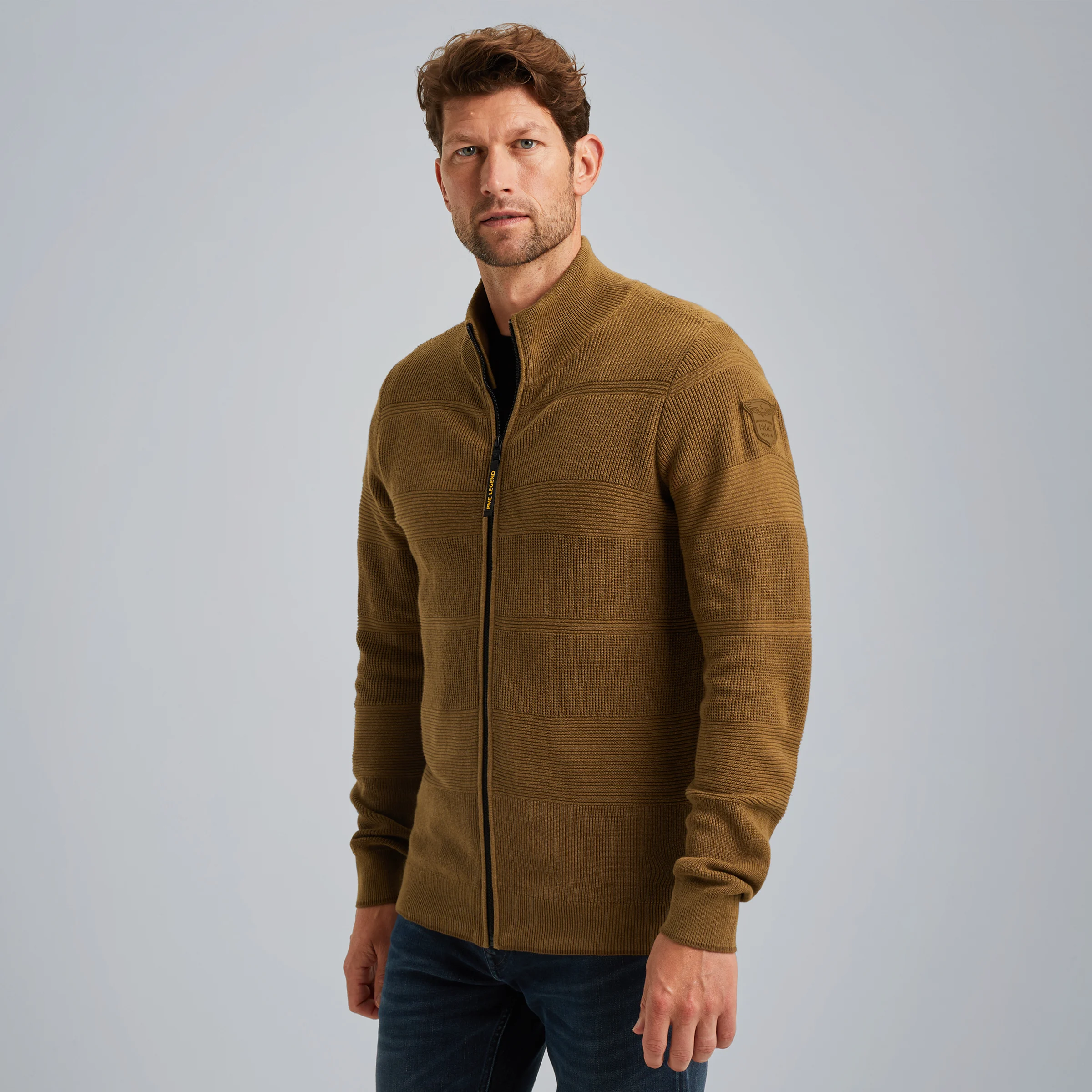 Cardigan with zipper Brown