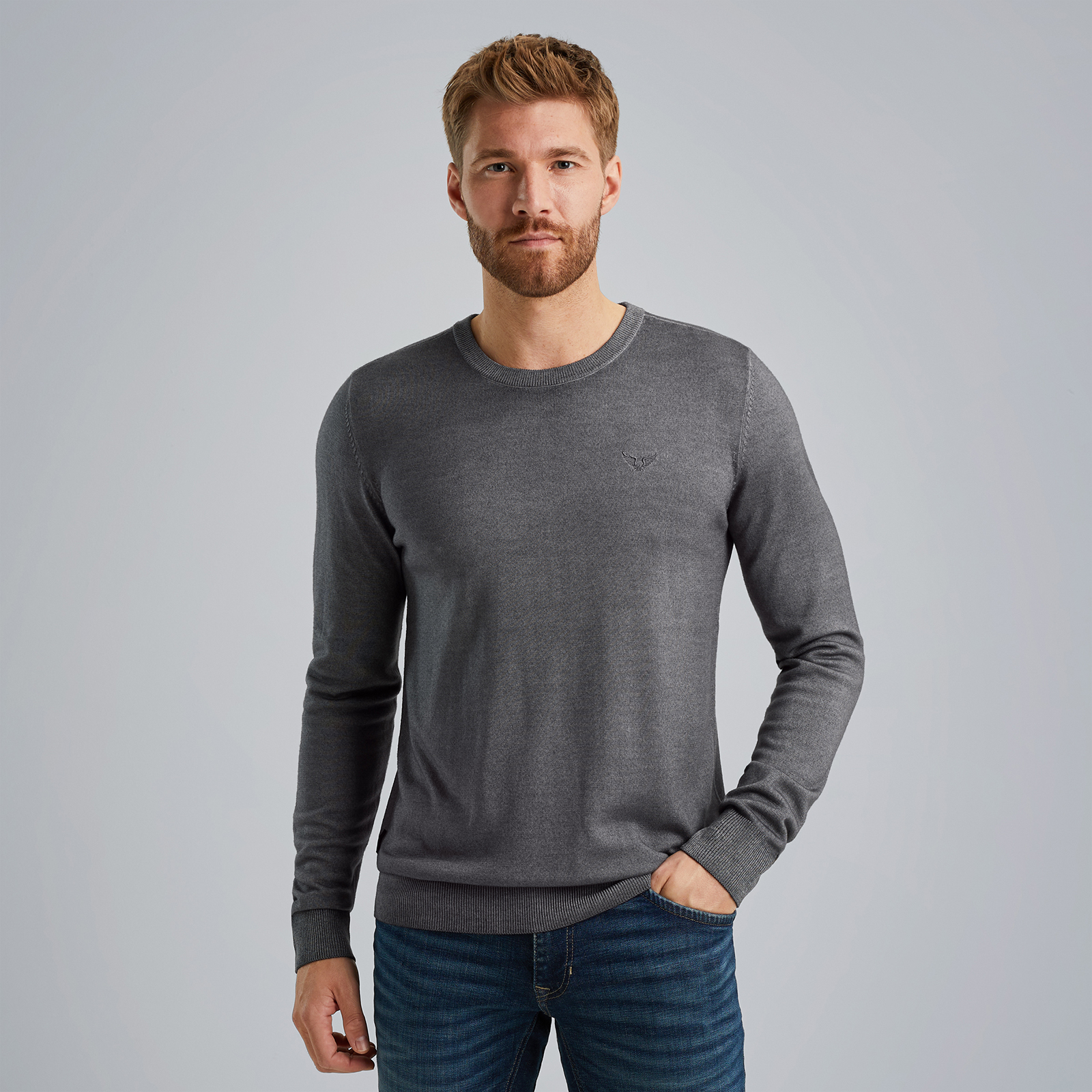 Pullover in 100% merino wool Grey