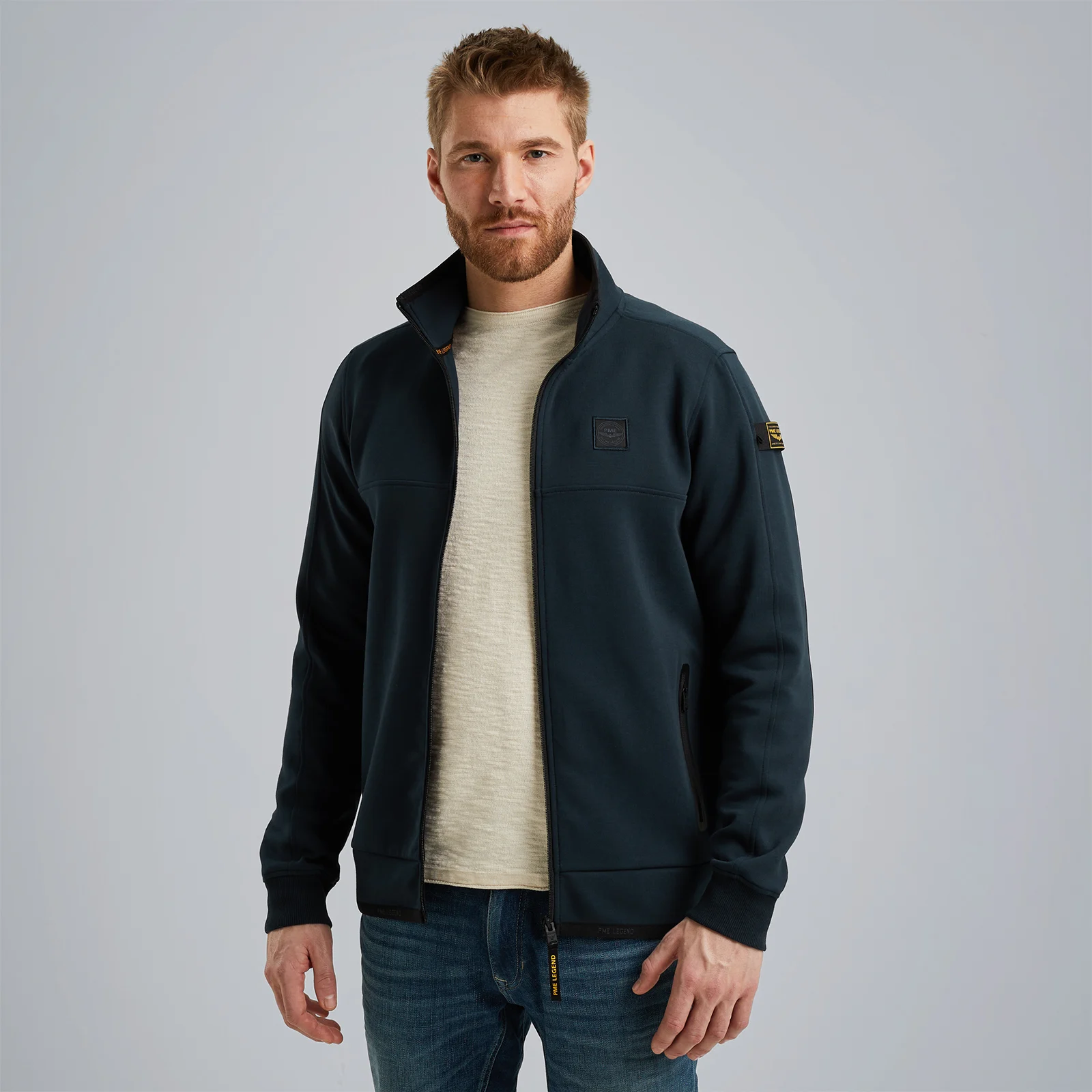 Sweat jacket with zipper Blue