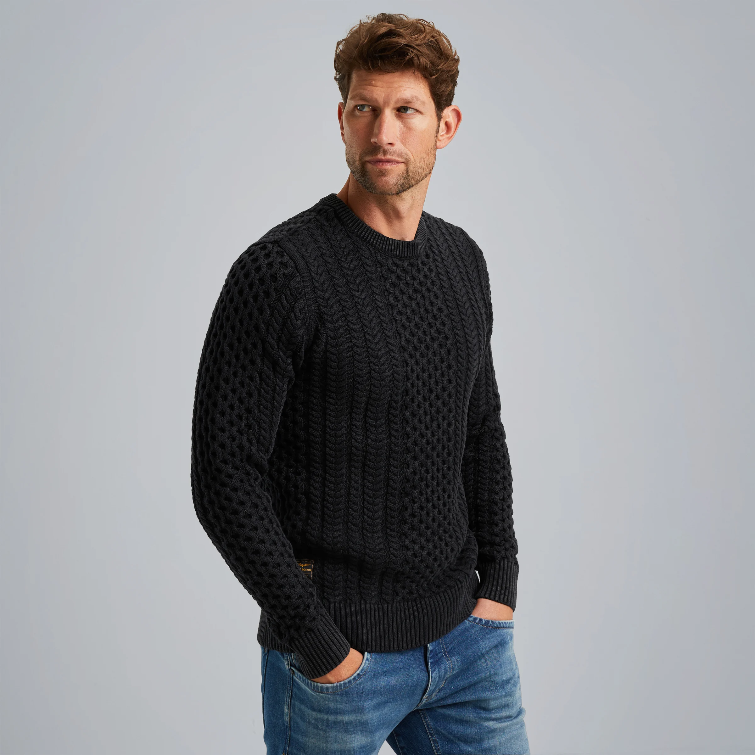 Pullover with cable pattern Black